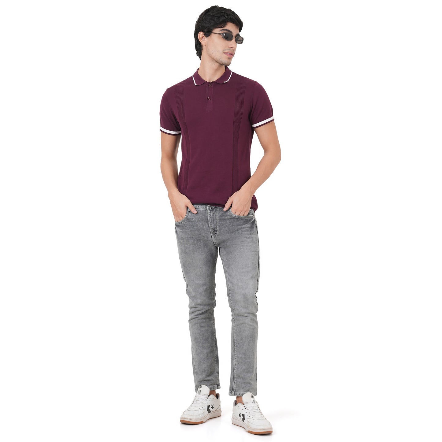 Men Button Polo Neck Pure Cotton