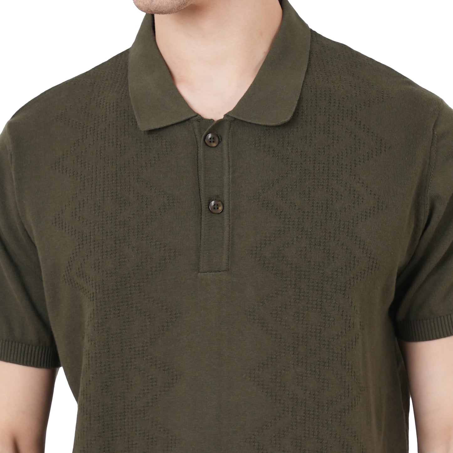 Men Button Polo Neck Pure Cotton
