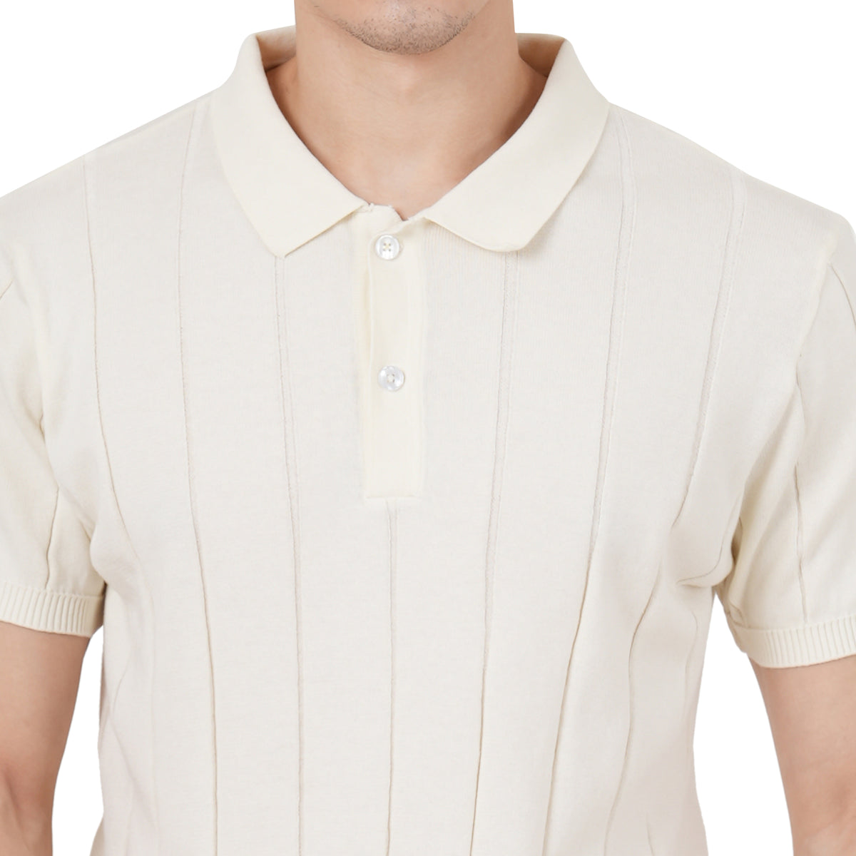 Men Button Polo Neck Pure Cotton