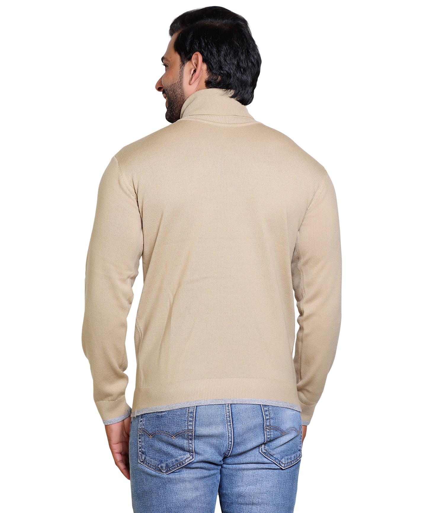 Men's Highneck Beige Sweater