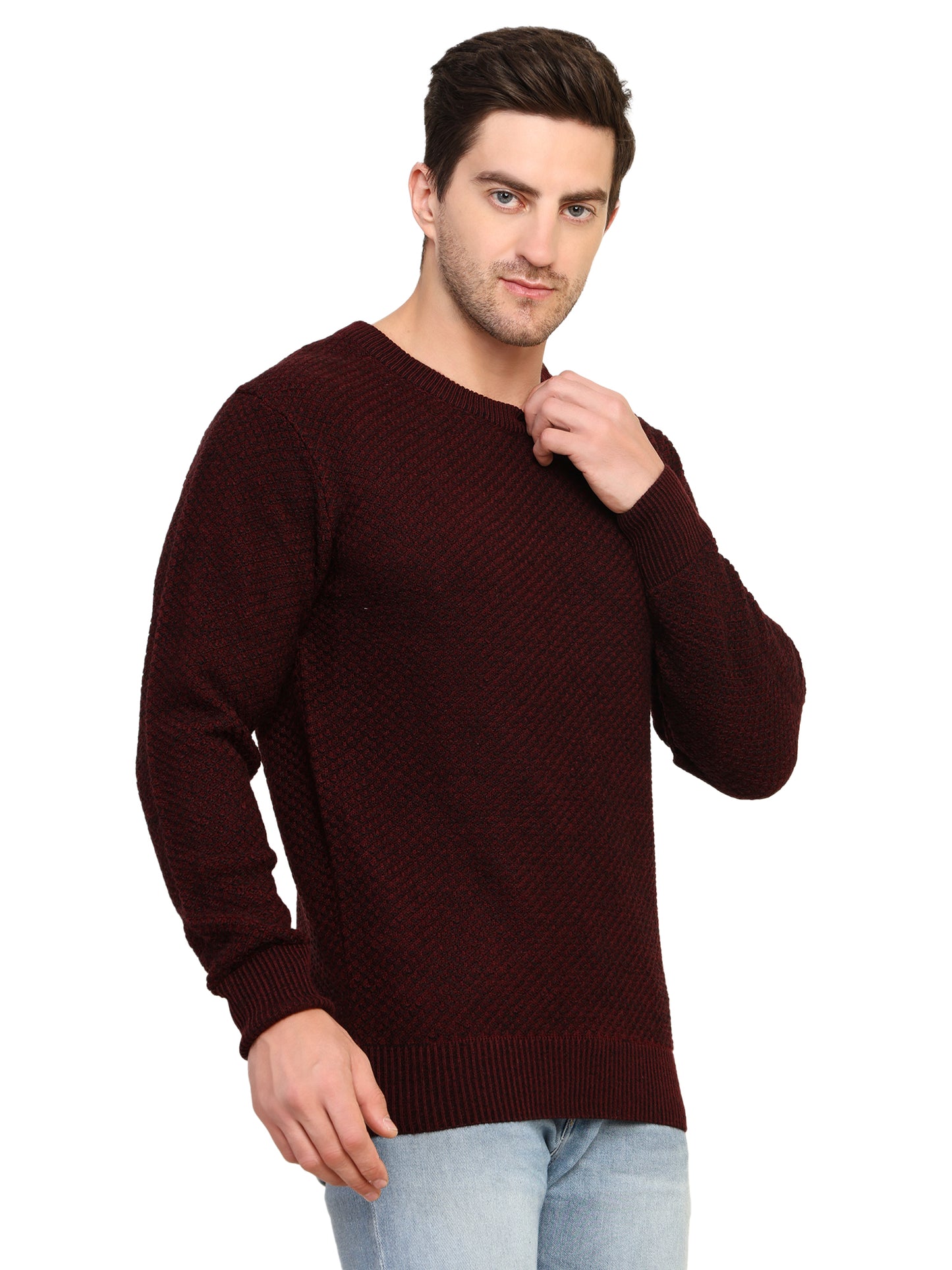Men's Sweater Maroon Colour Full Slv
