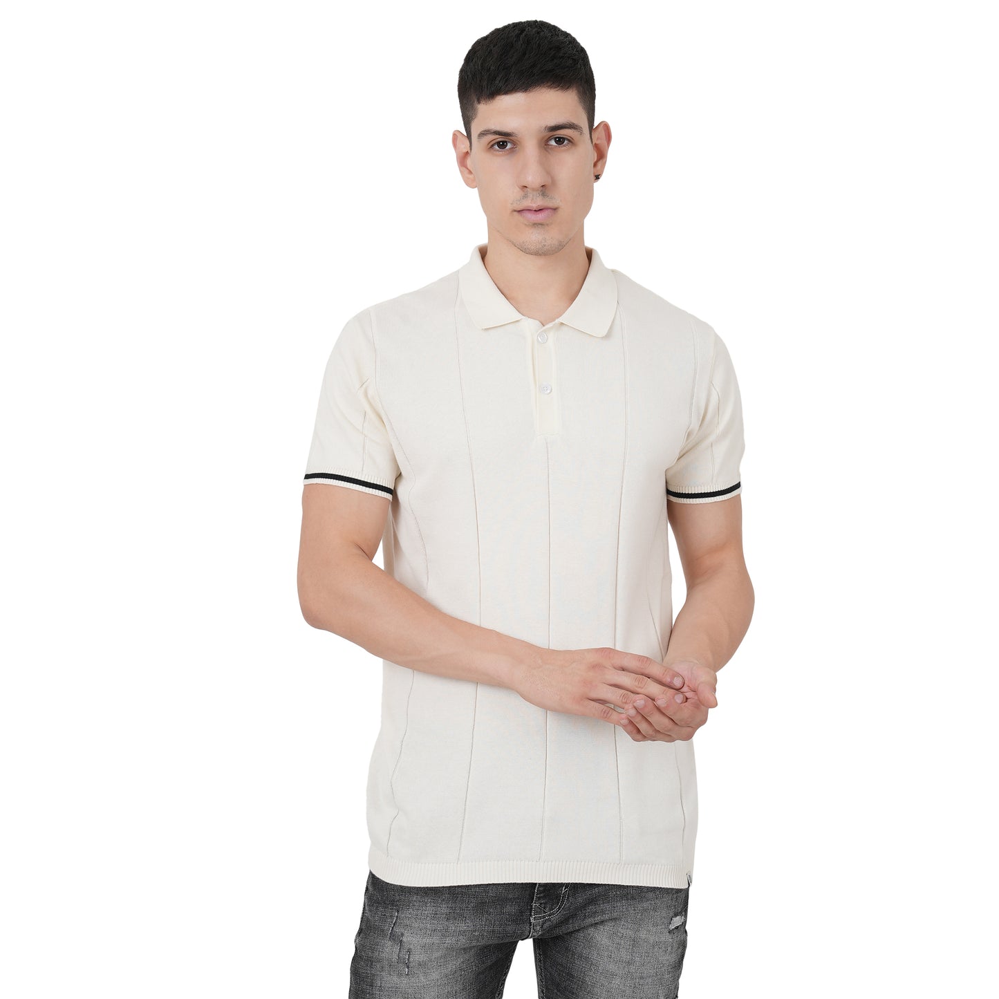 Men Button Polo Neck Pure Cotton
