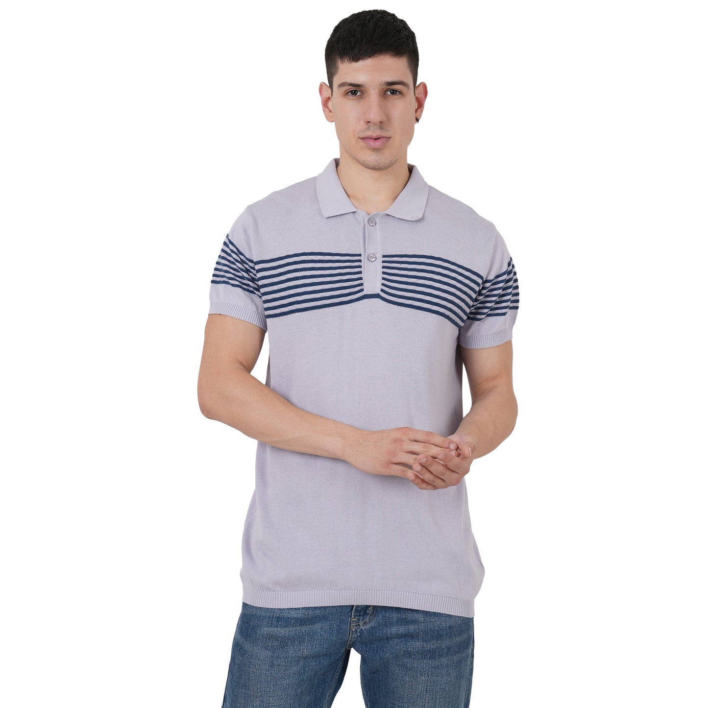 Men Button Polo Neck Pure Cotton