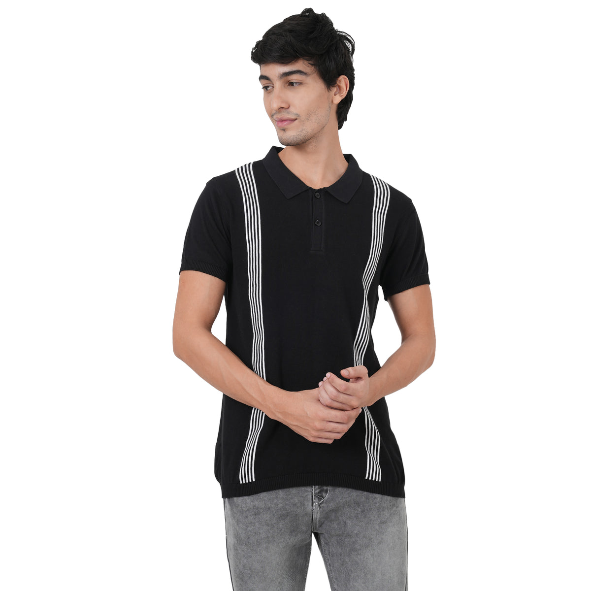 Men Button Polo Neck Pure Cotton