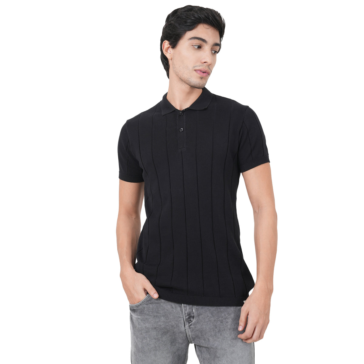 Men Button Polo Neck Pure Cotton