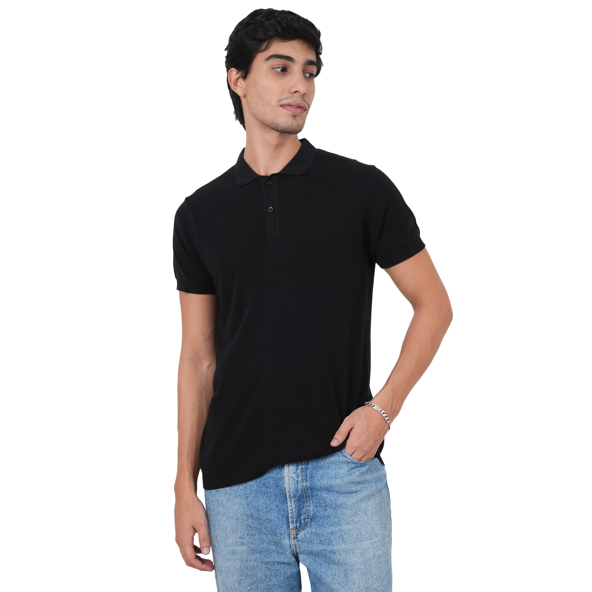 Men Button Polo Neck Pure Cotton