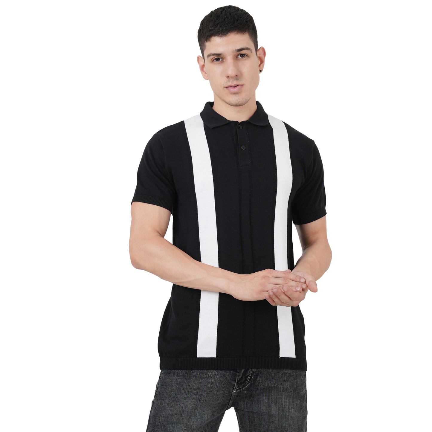 Men Button Polo Neck Pure Cotton