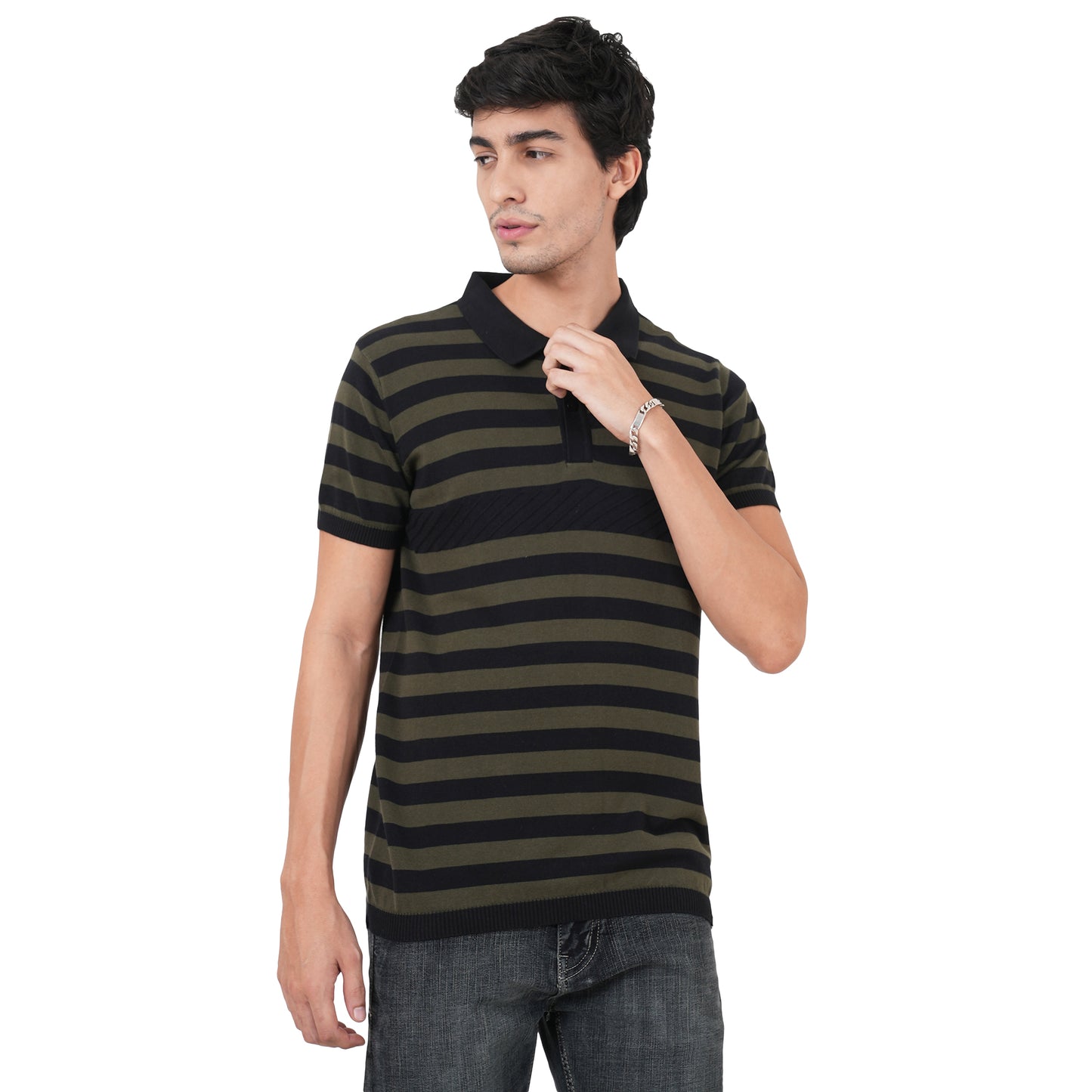 Men Button Polo Neck Pure Cotton