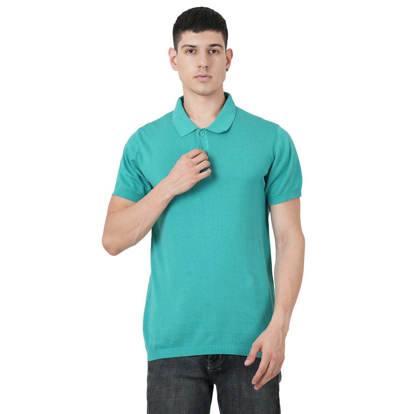 Men Button Polo Neck Pure Cotton