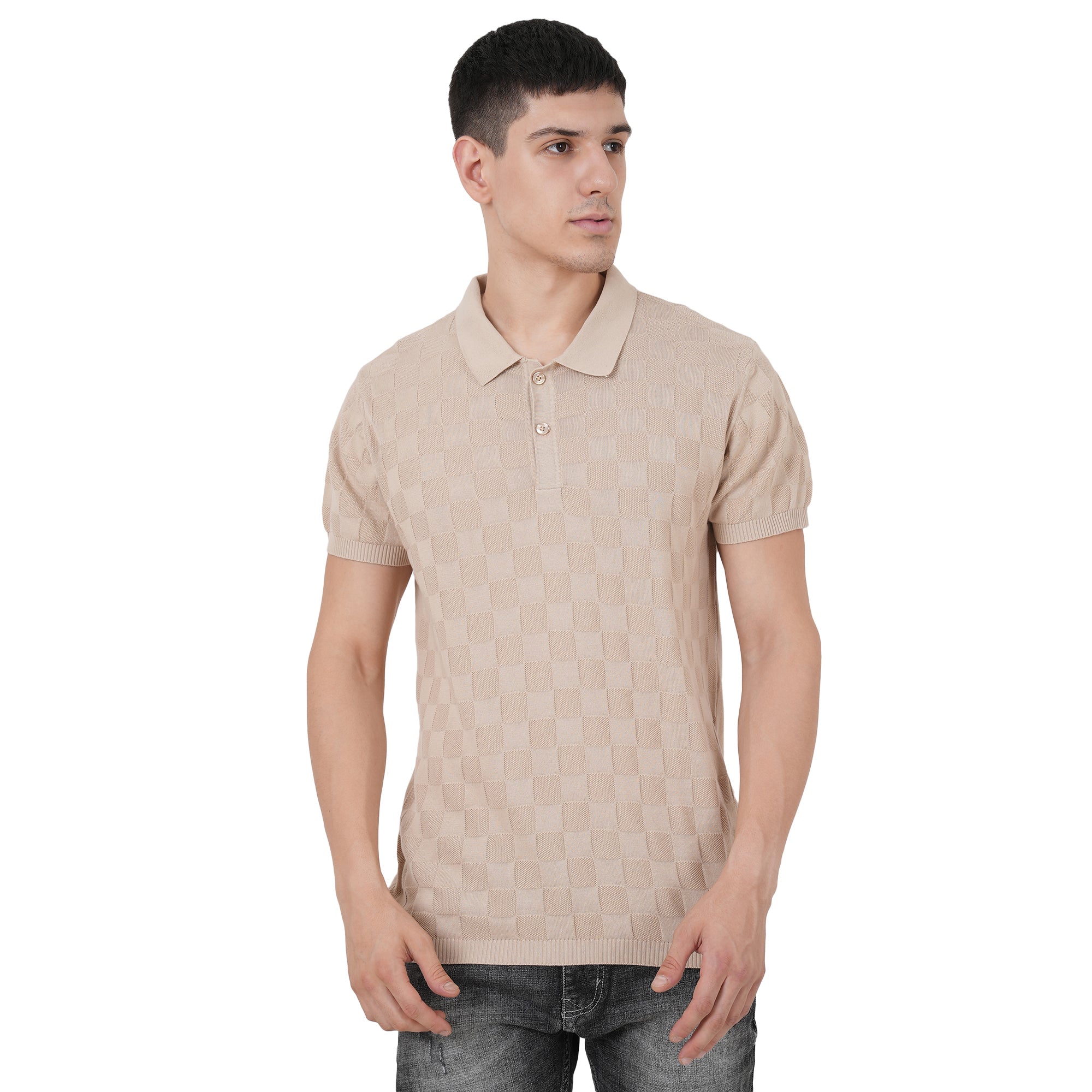 Men Button Polo Neck Pure Cotton