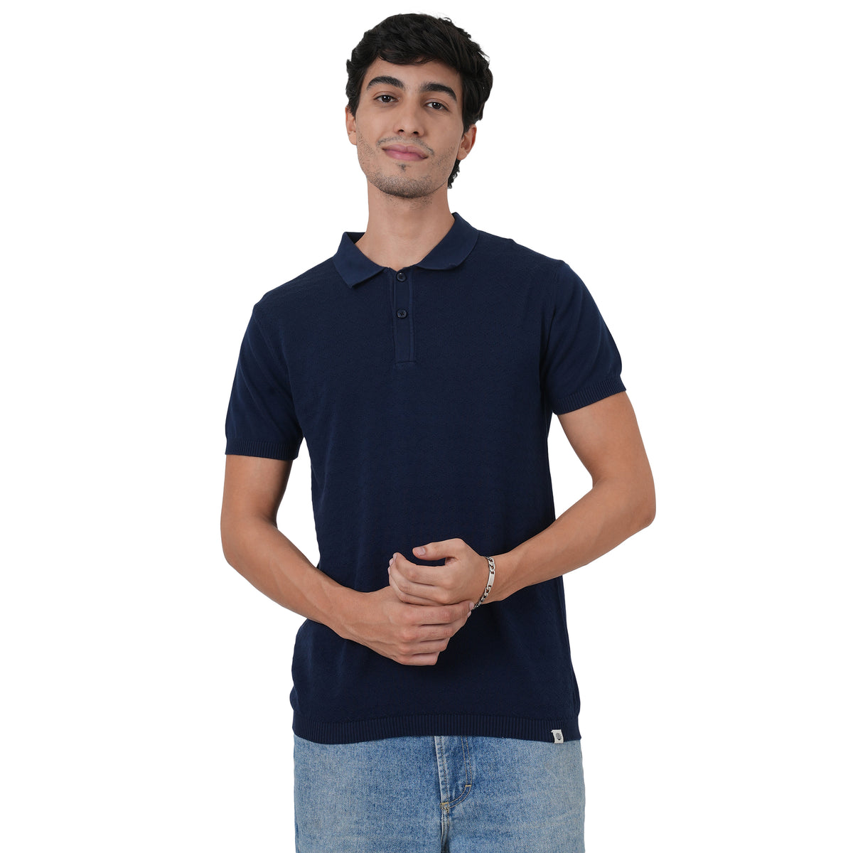 Men Button Polo Neck Pure Cotton