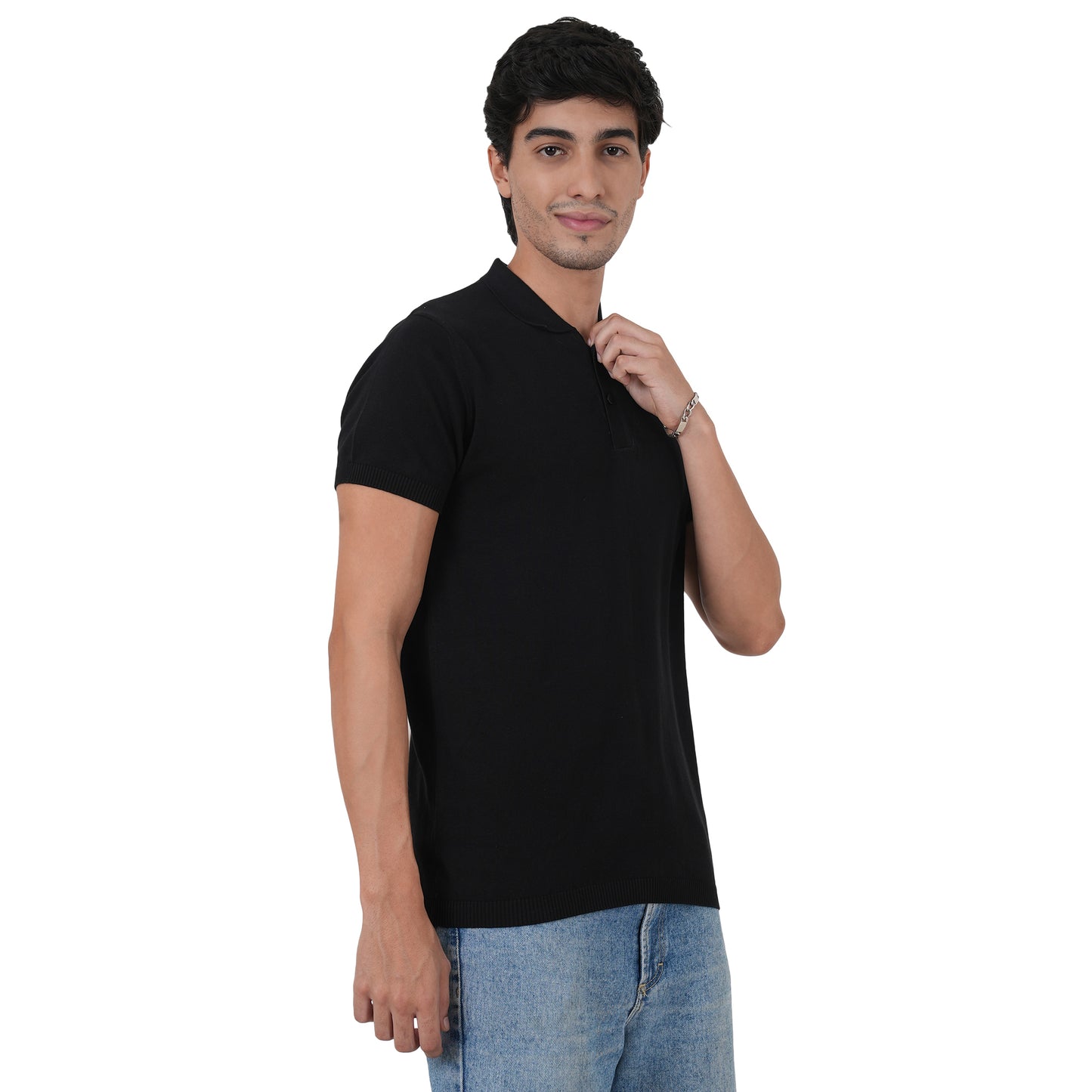 Men Button Polo Neck Pure Cotton