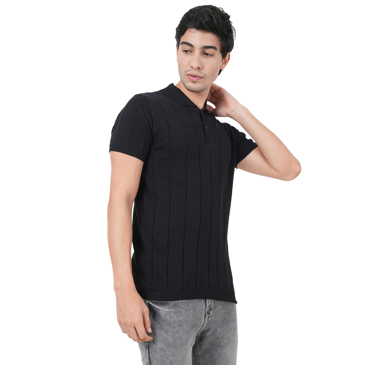 Men Button Polo Neck Pure Cotton