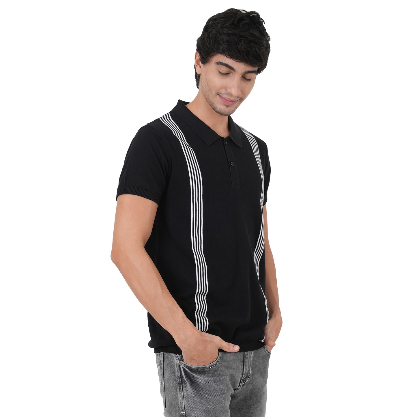 Men Button Polo Neck Pure Cotton