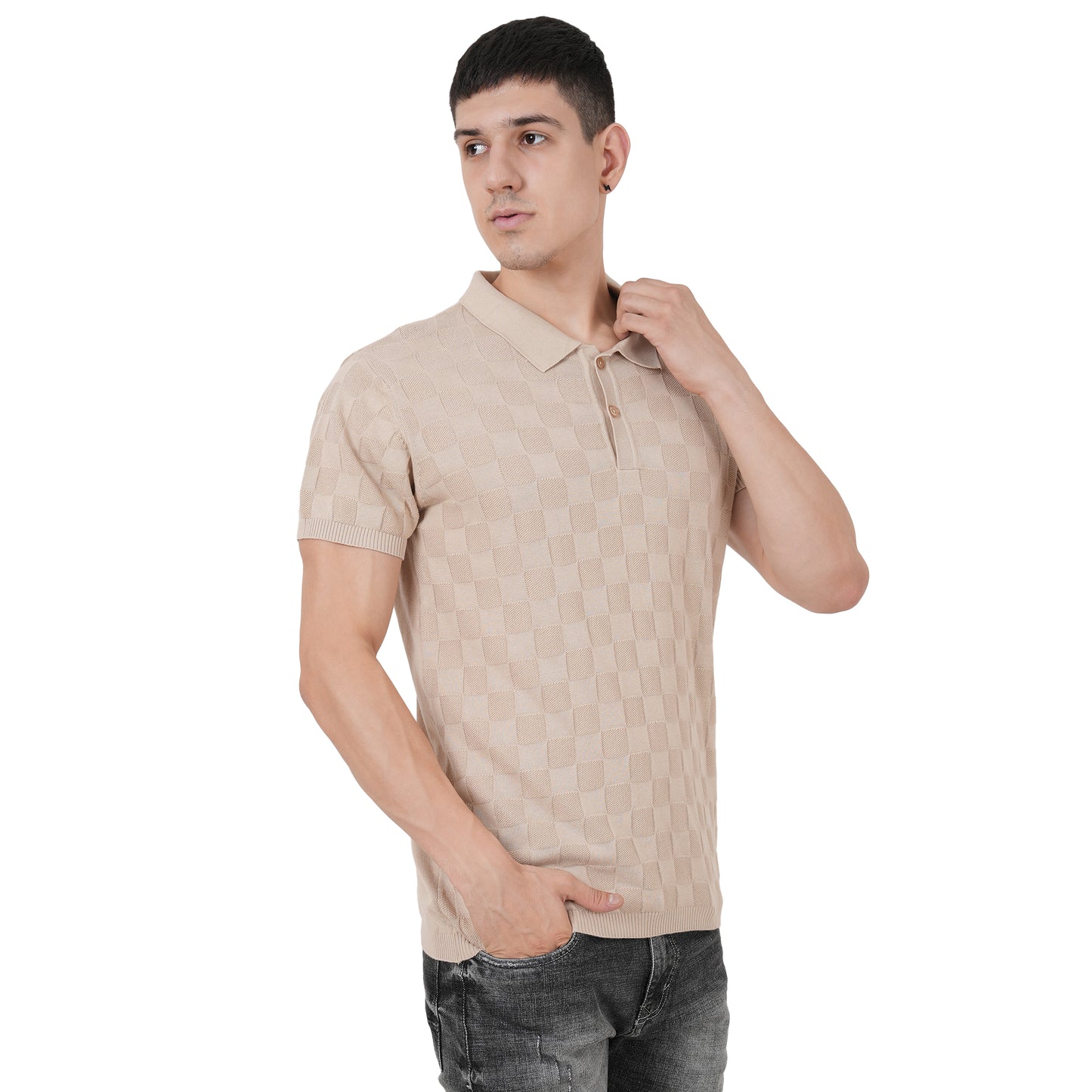 Men Button Polo Neck Pure Cotton