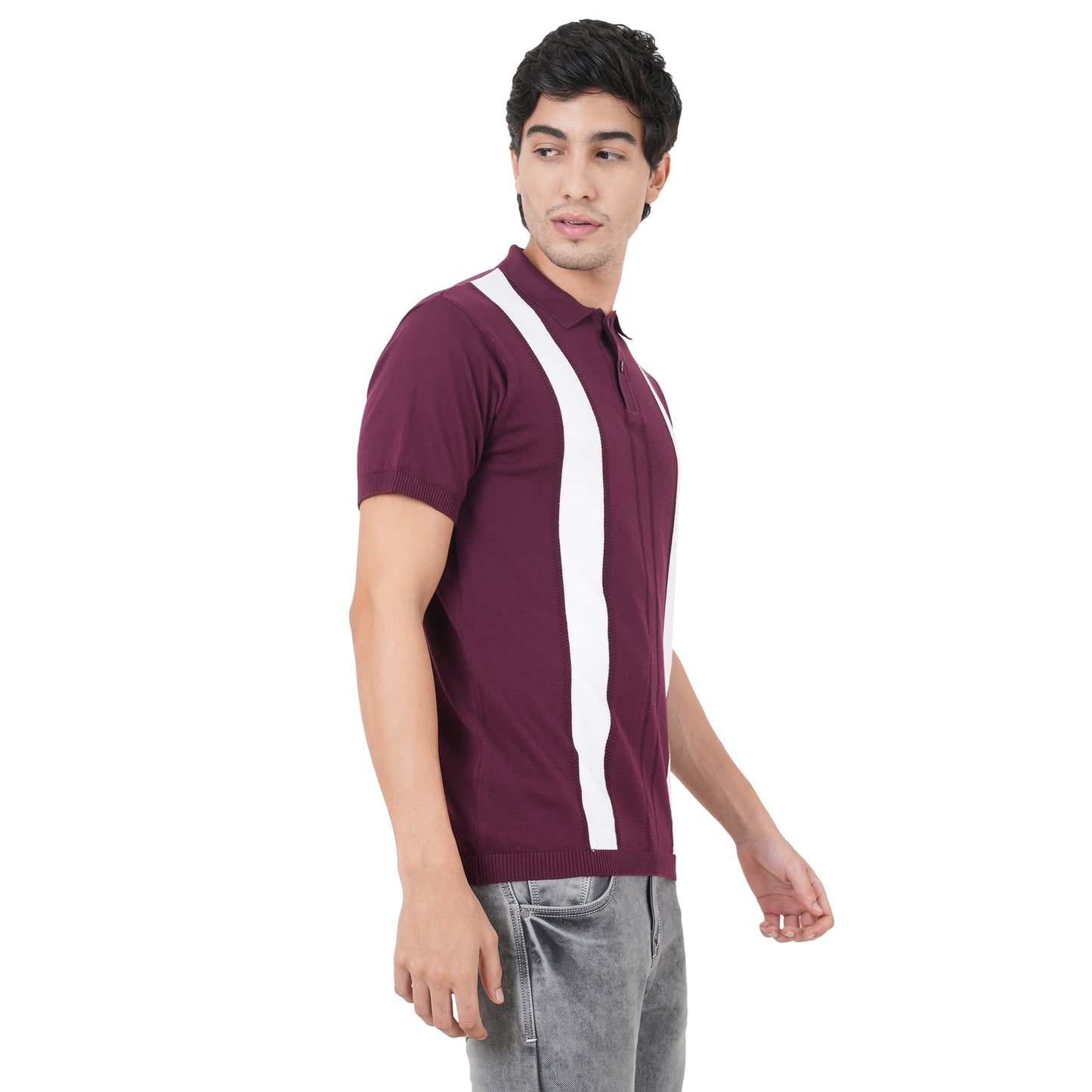 Men Button Polo Neck Pure Cotton