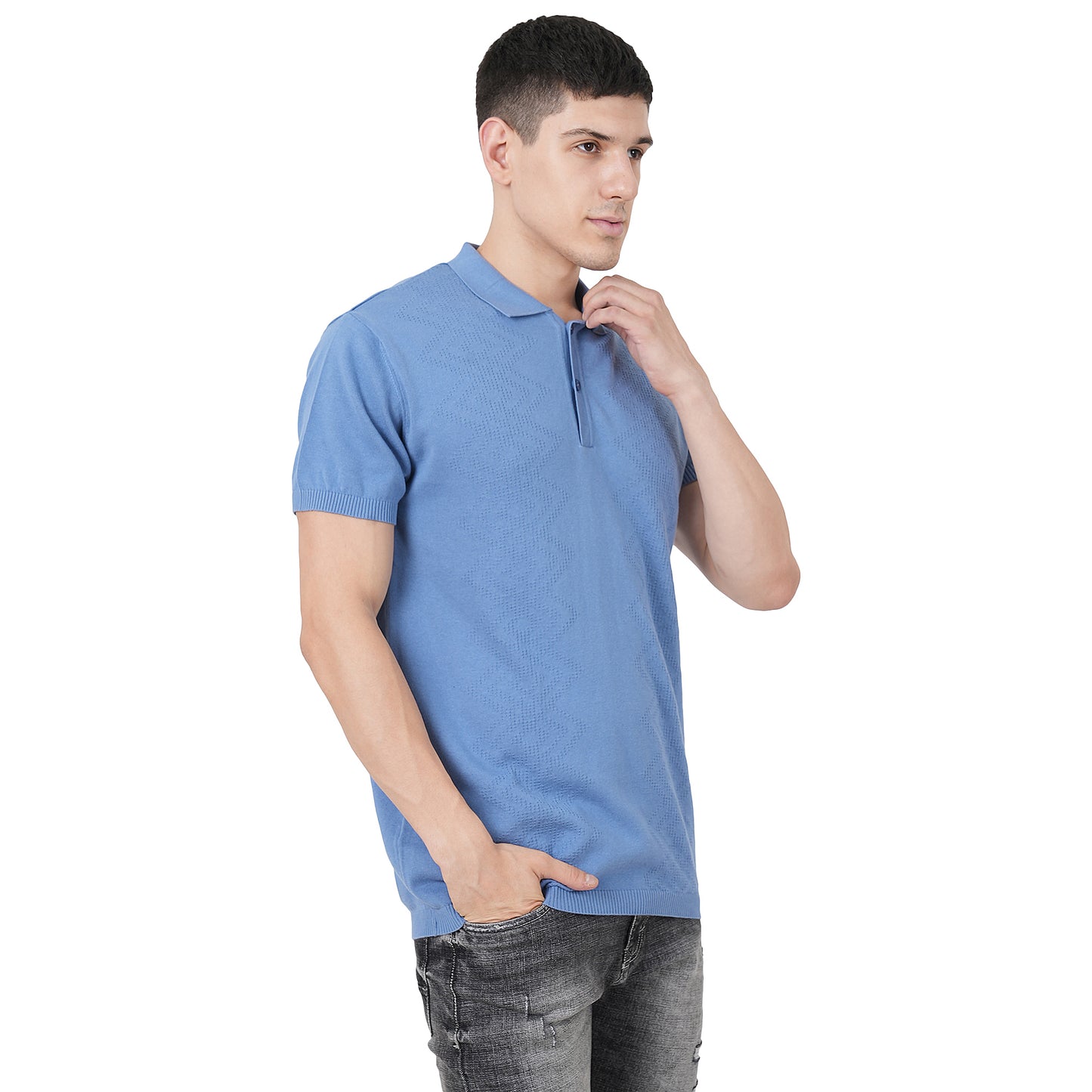 Men Button Polo Neck Pure Cotton
