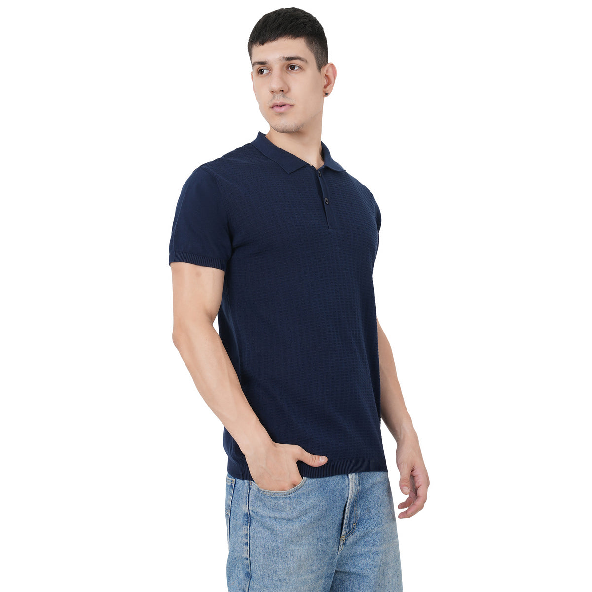 Men Button Polo Neck Pure Cotton