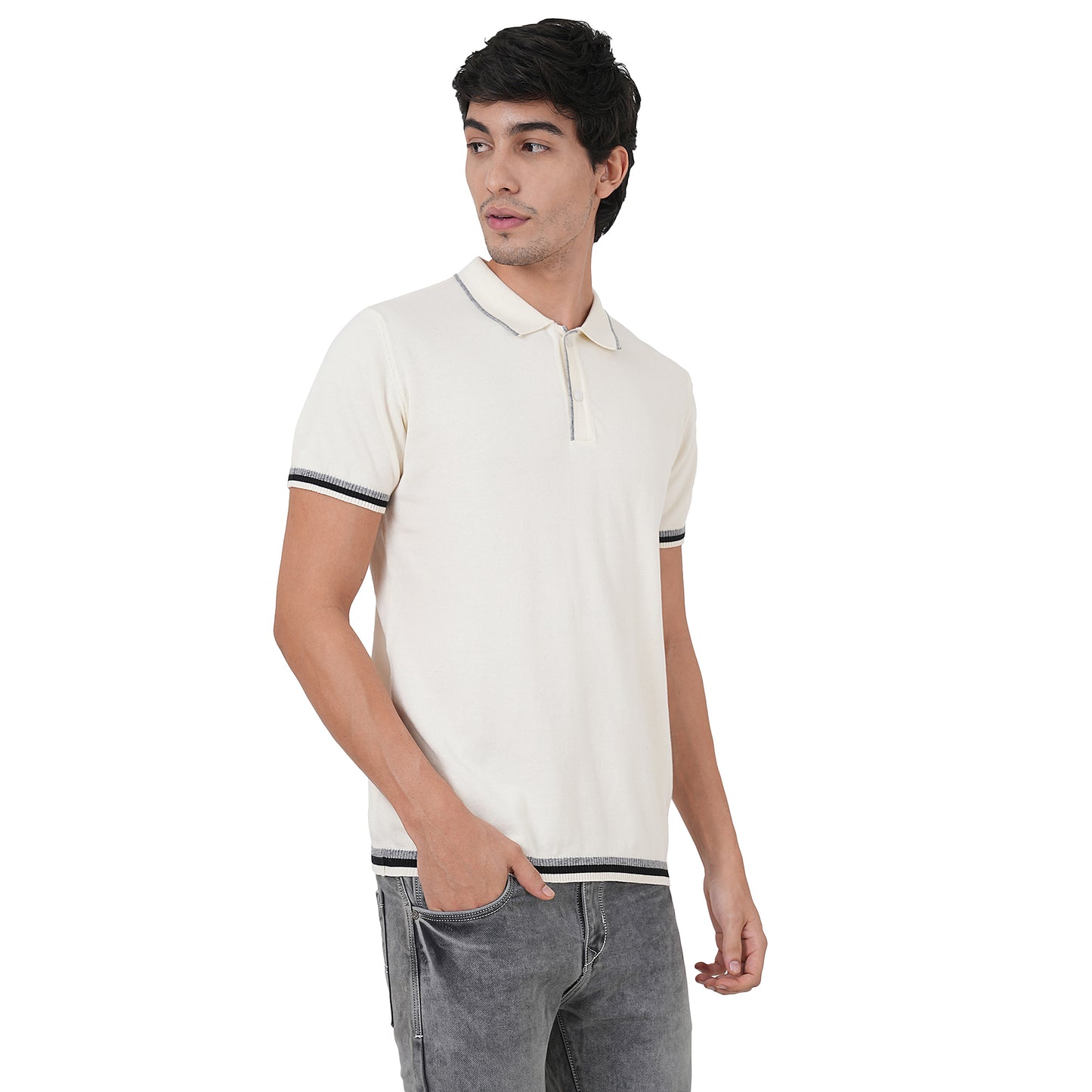 Men Button Polo Neck Pure Cotton