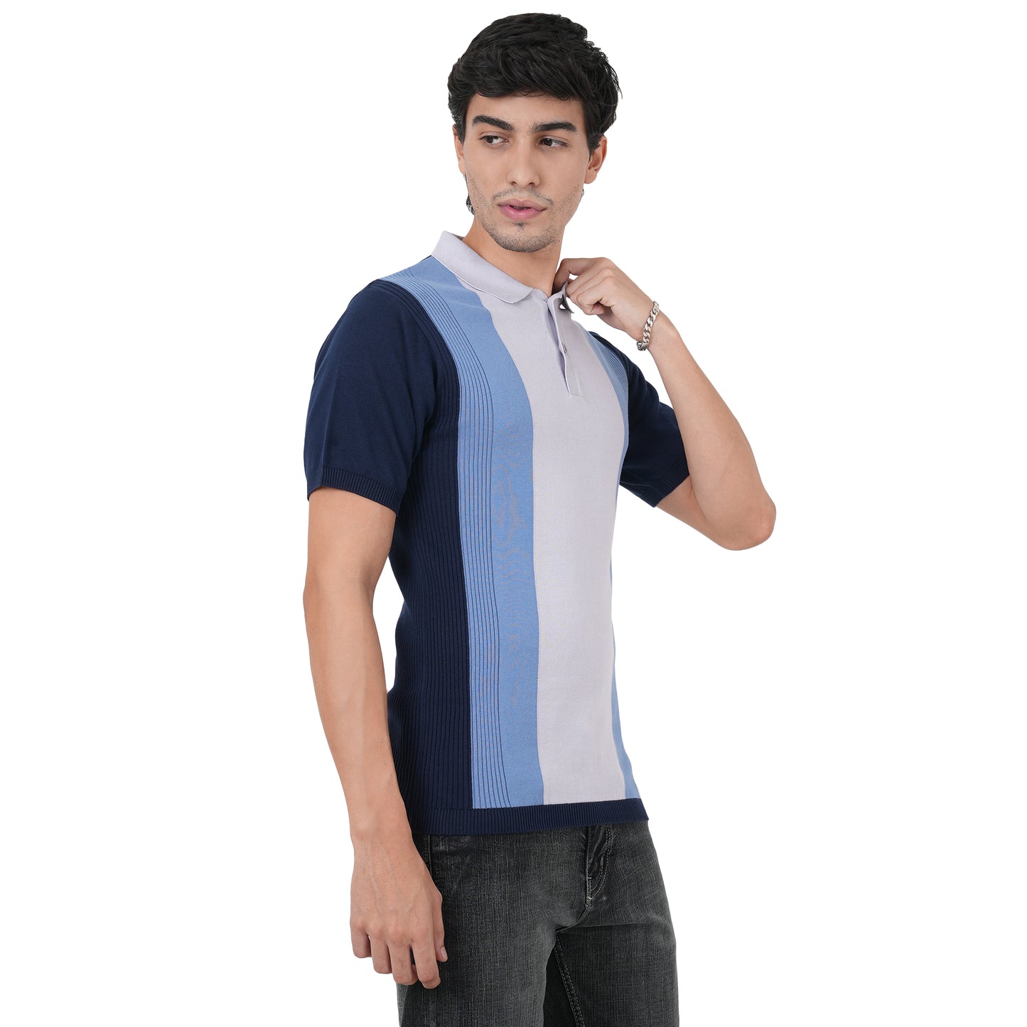 Men Button Polo Neck Pure Cotton