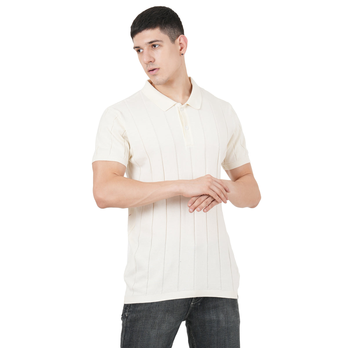 Men Button Polo Neck Pure Cotton