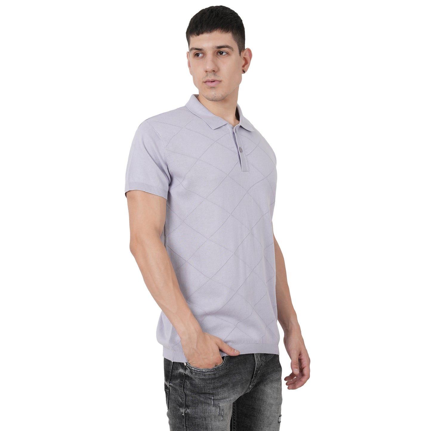 Men Button Polo Neck Pure Cotton