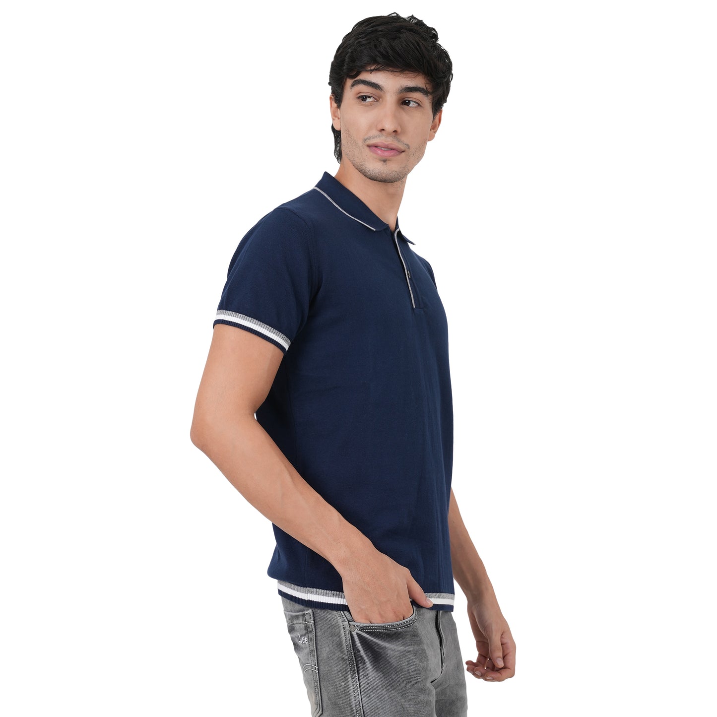Men Button Polo Neck Pure Cotton