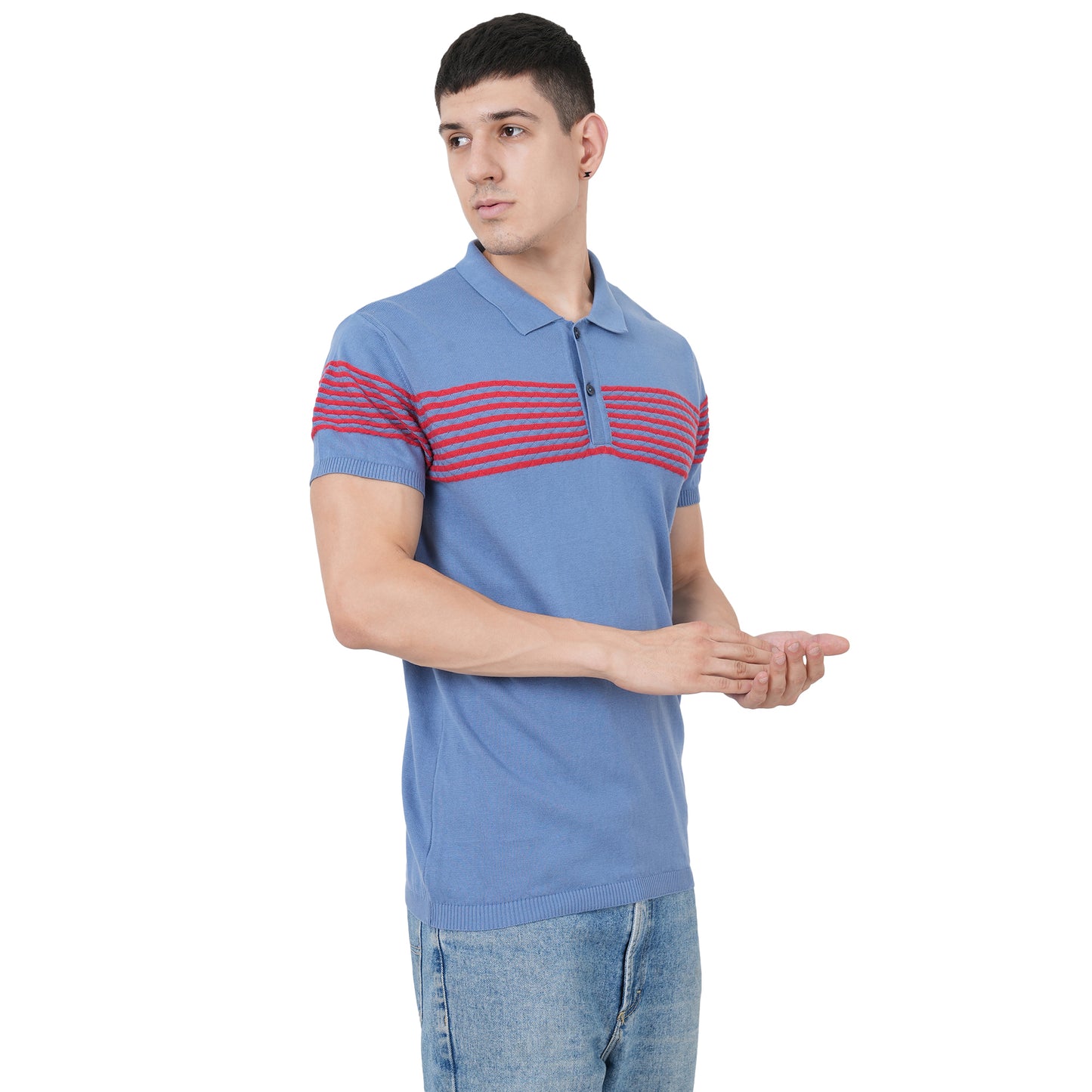 Men Button Polo Neck Pure Cotton