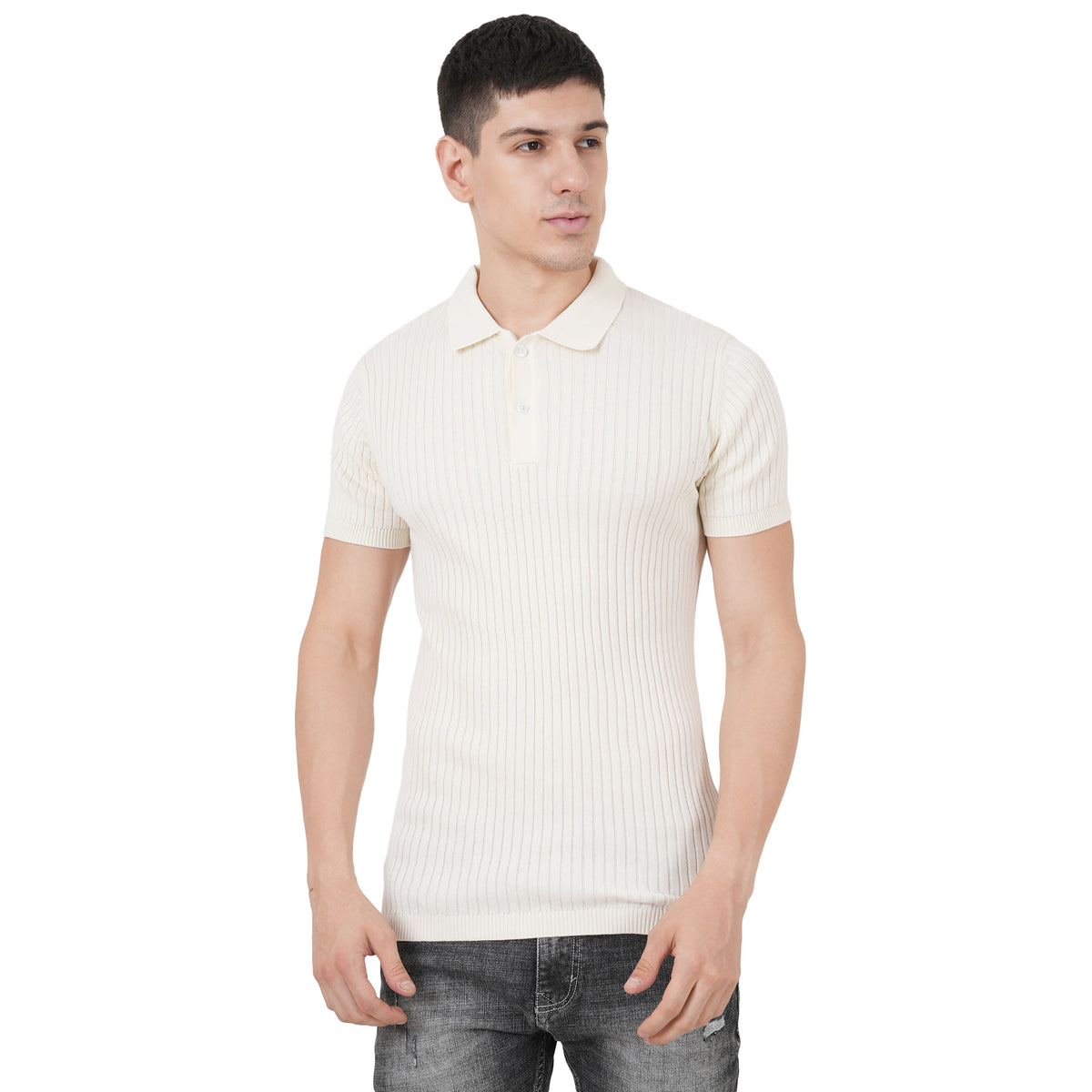 Men Button Polo Neck Pure Cotton