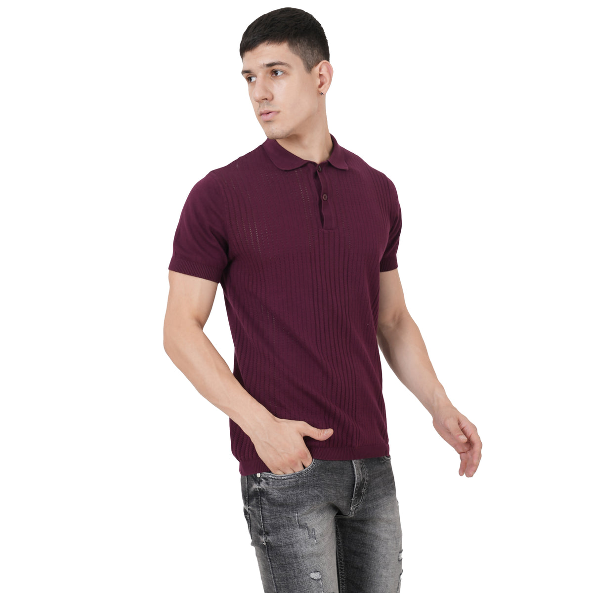 Men Button Polo Neck Pure Cotton