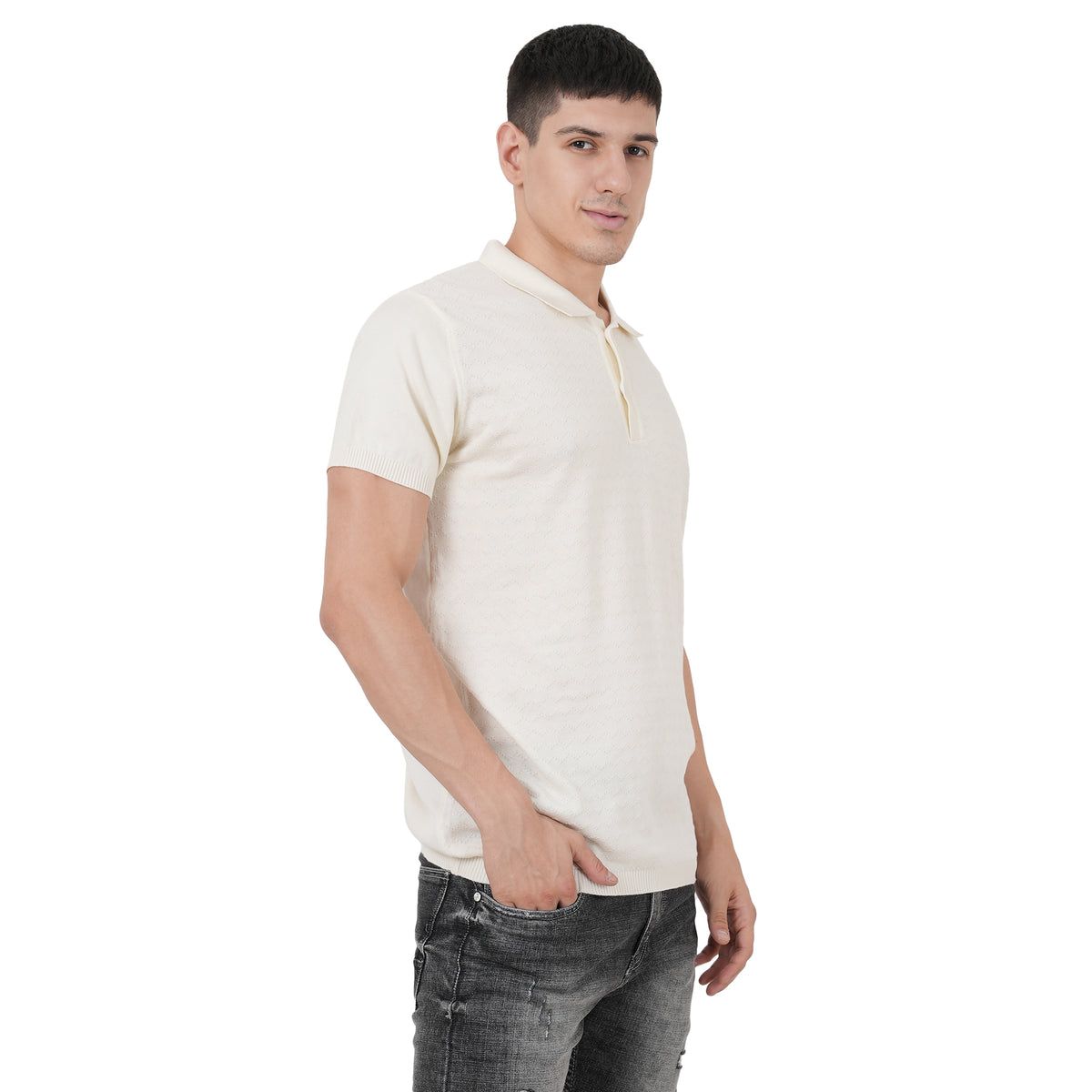 Men Button Polo Neck Pure Cotton