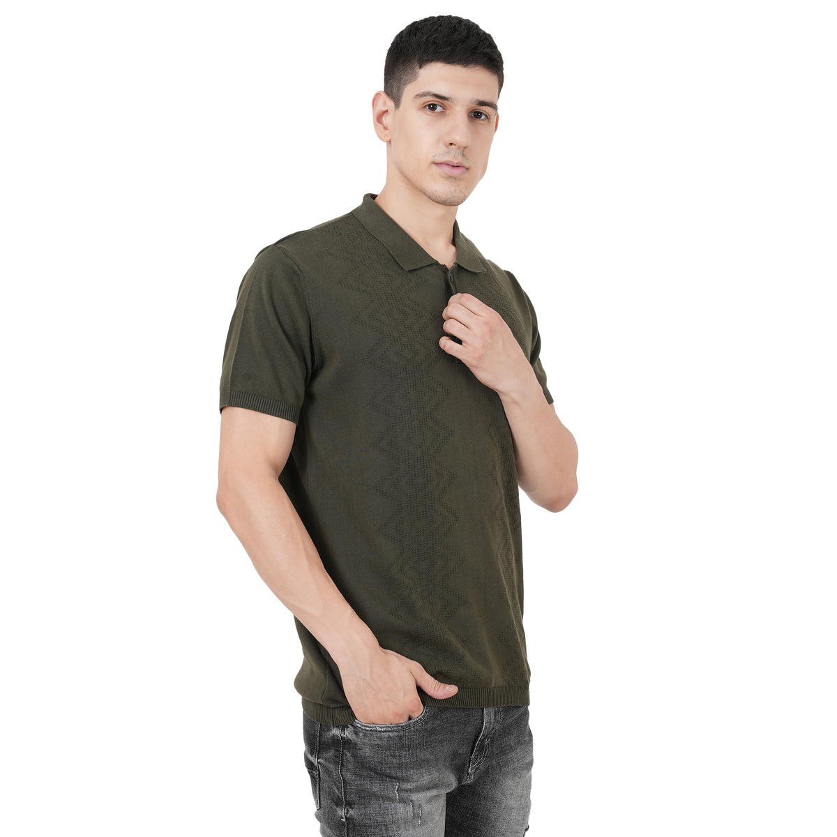 Men Button Polo Neck Pure Cotton