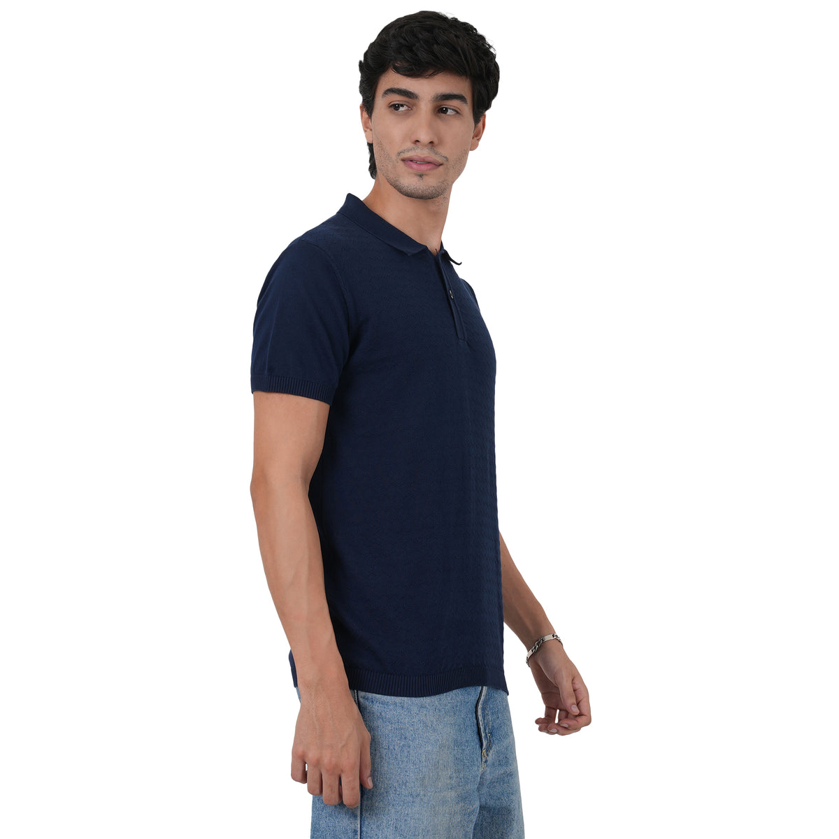 Men Button Polo Neck Pure Cotton