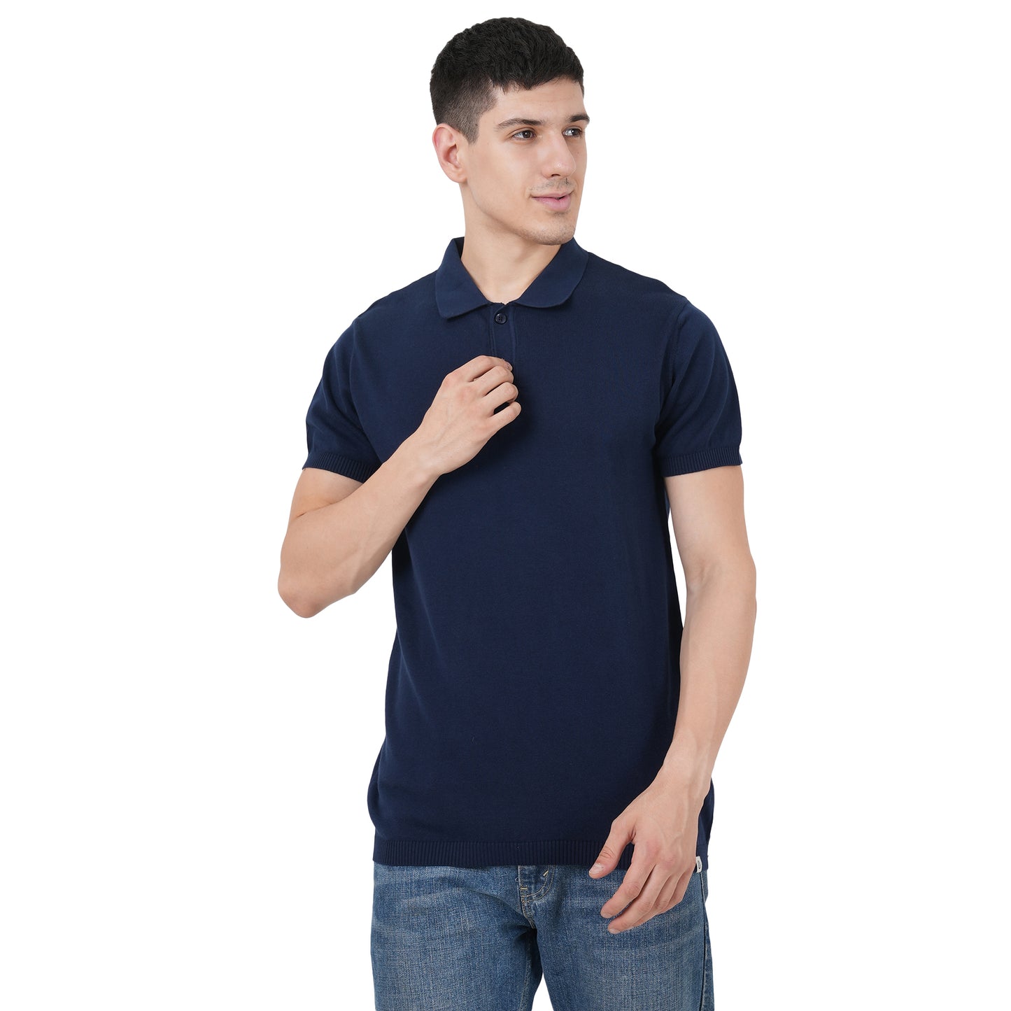 Men Button Polo Neck Pure Cotton