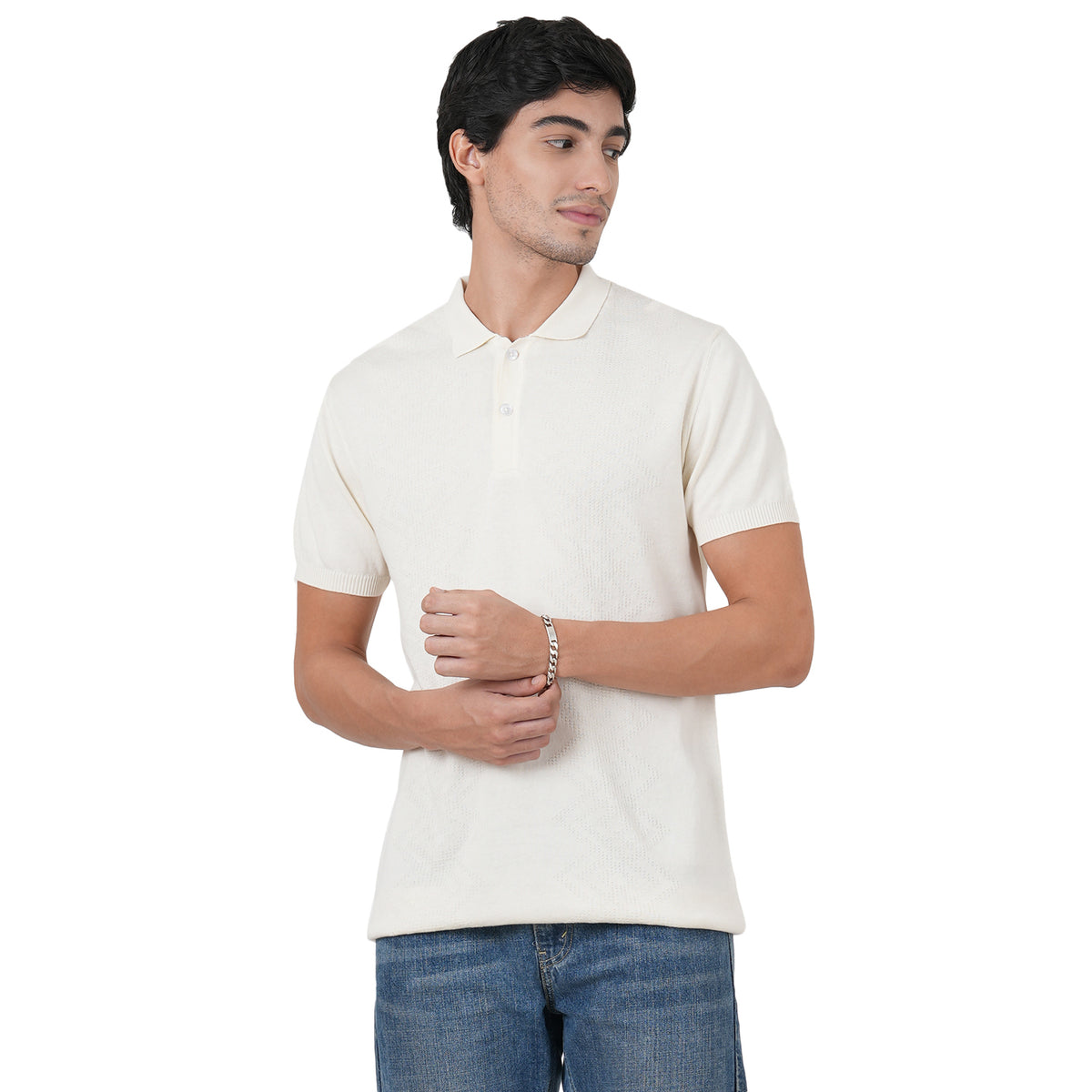 Men Button Polo Neck Pure Cotton