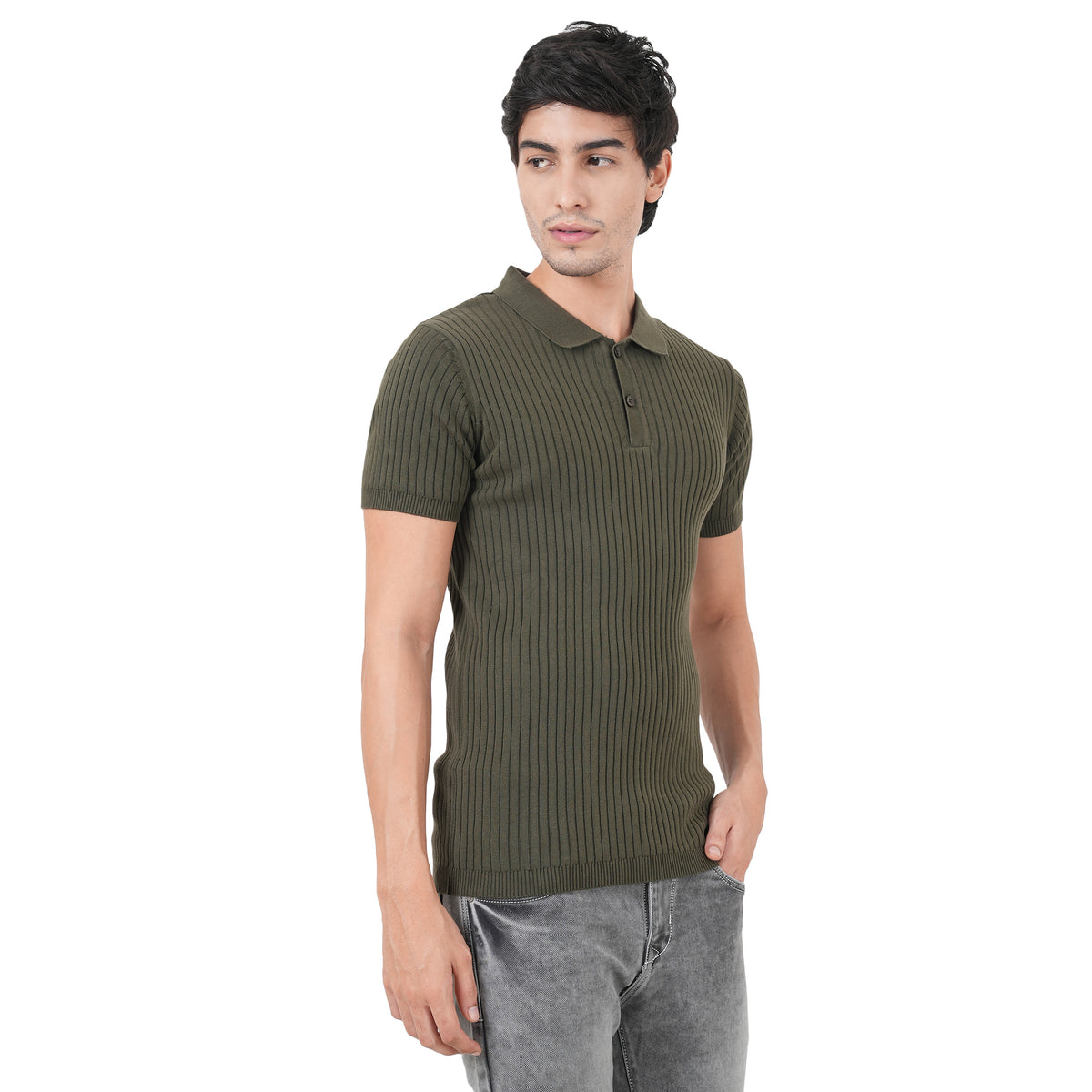 Men Button Polo Neck Pure Cotton