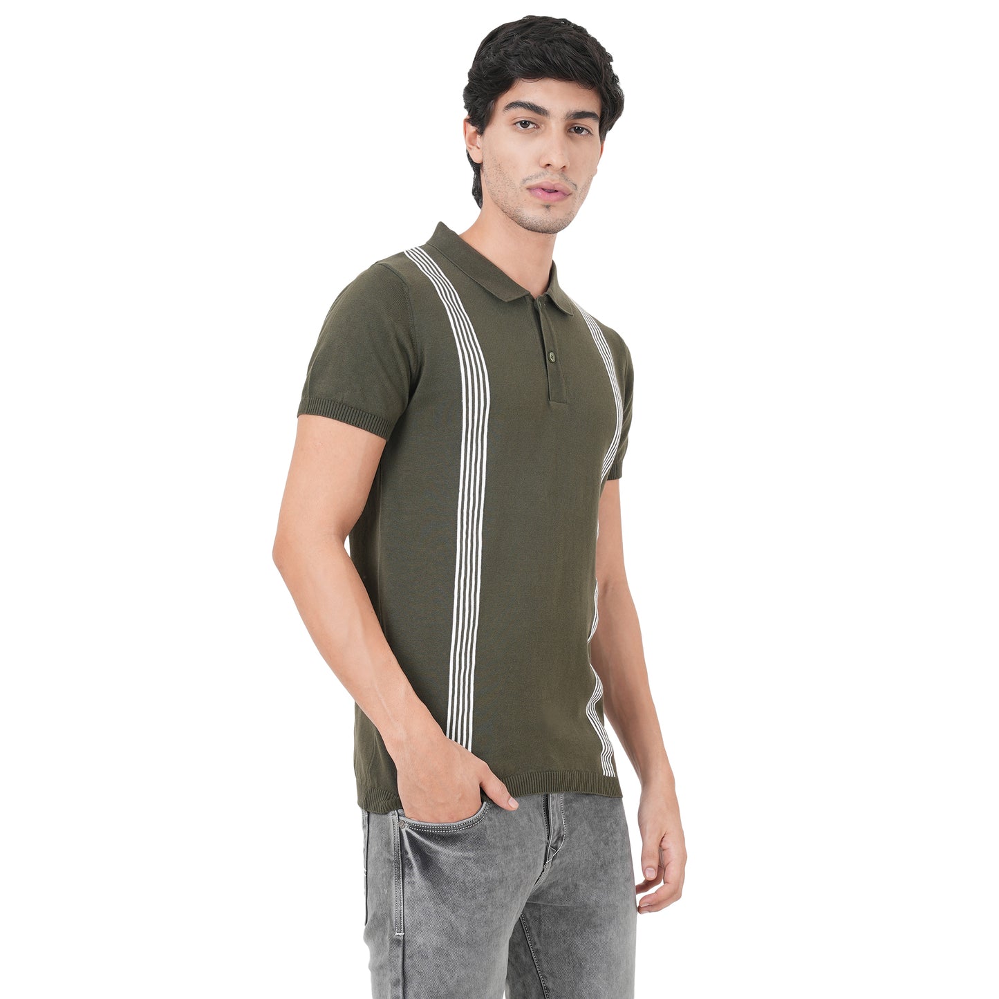 Men Button Polo Neck Pure Cotton