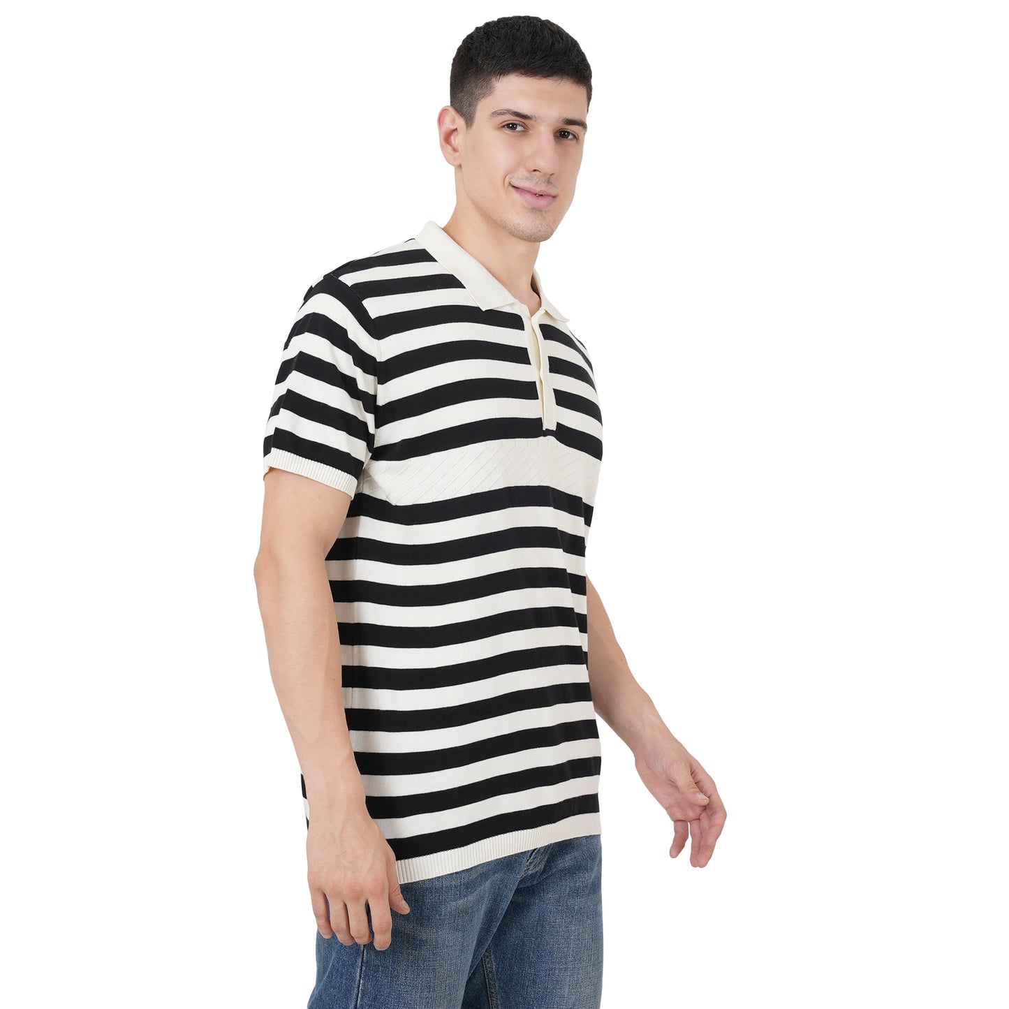 Men Button Polo Neck Pure Cotton