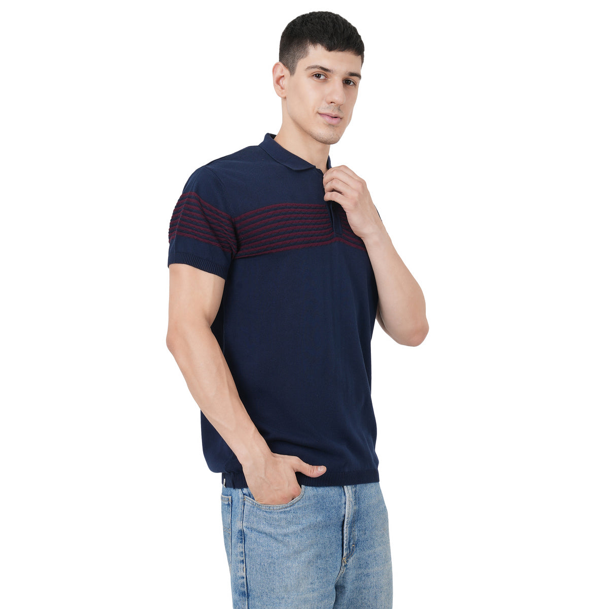 Men Button Polo Neck Pure Cotton