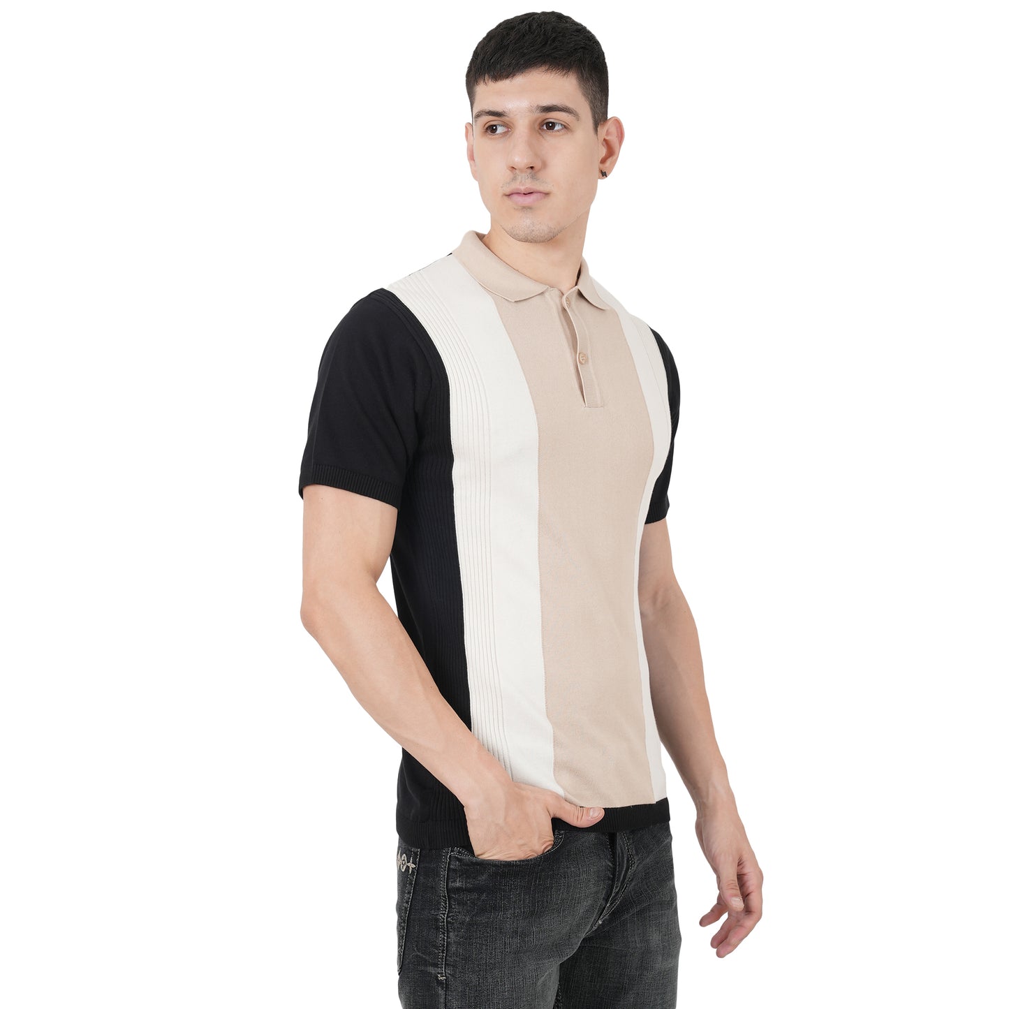 Men Button Polo Neck Pure Cotton