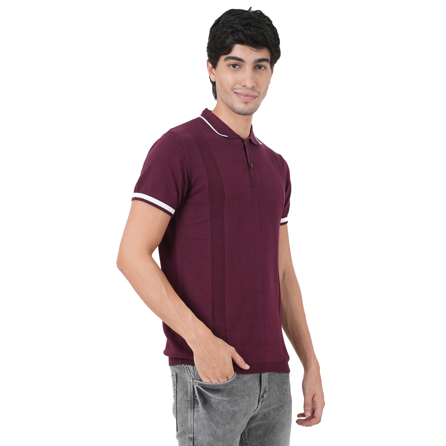 Men Button Polo Neck Pure Cotton