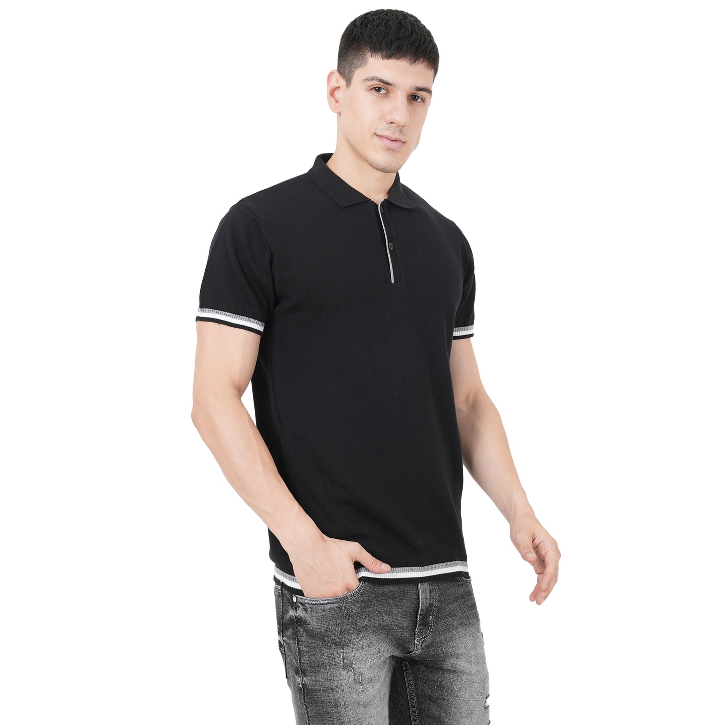 Men Button Polo Neck Pure Cotton