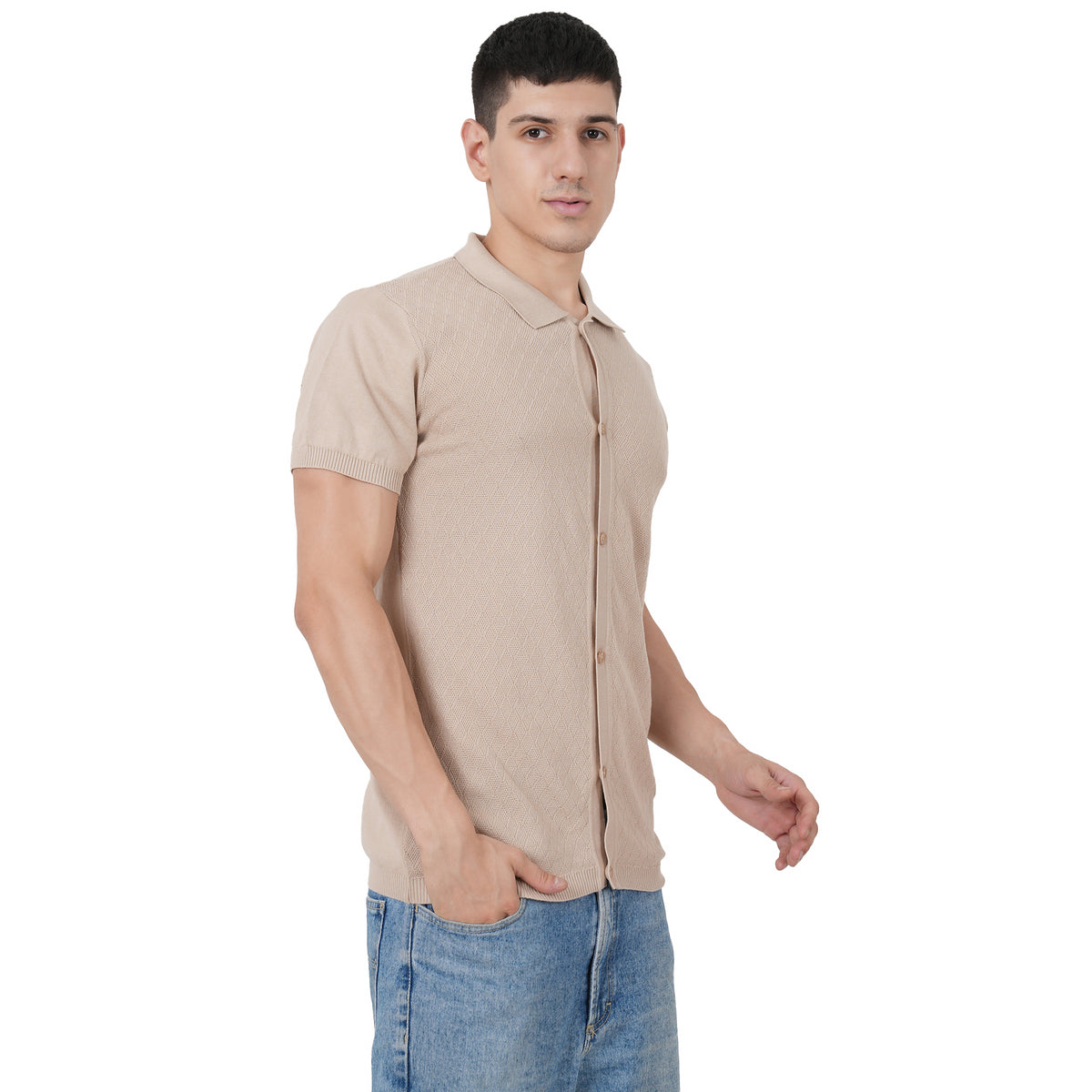 Men Button Polo Neck Pure Cotton
