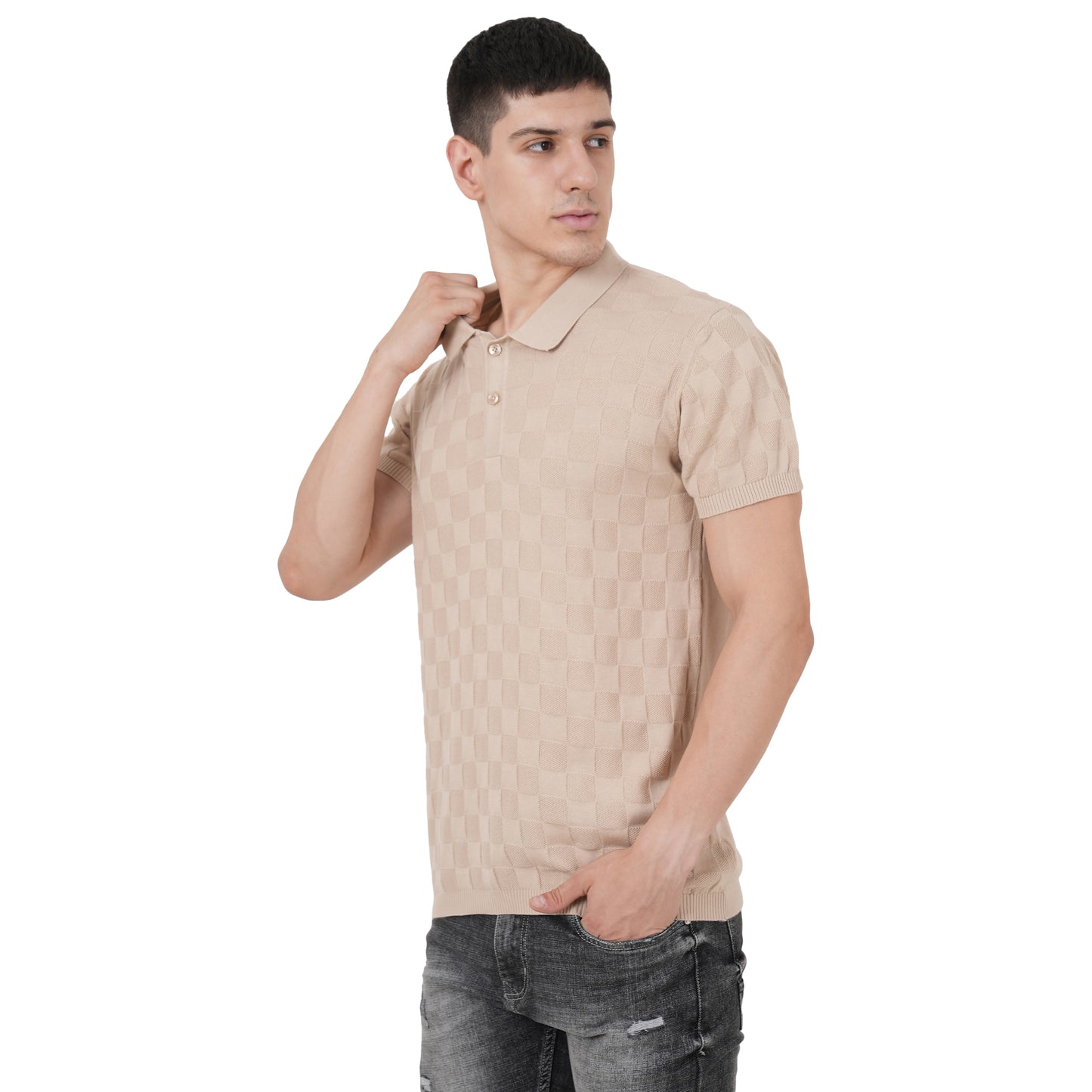 Men Button Polo Neck Pure Cotton