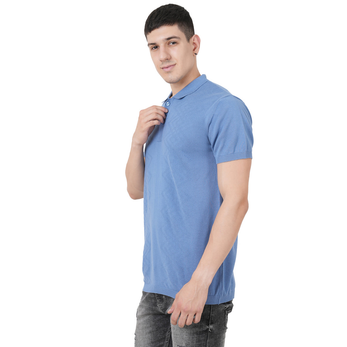 Men Button Polo Neck Pure Cotton