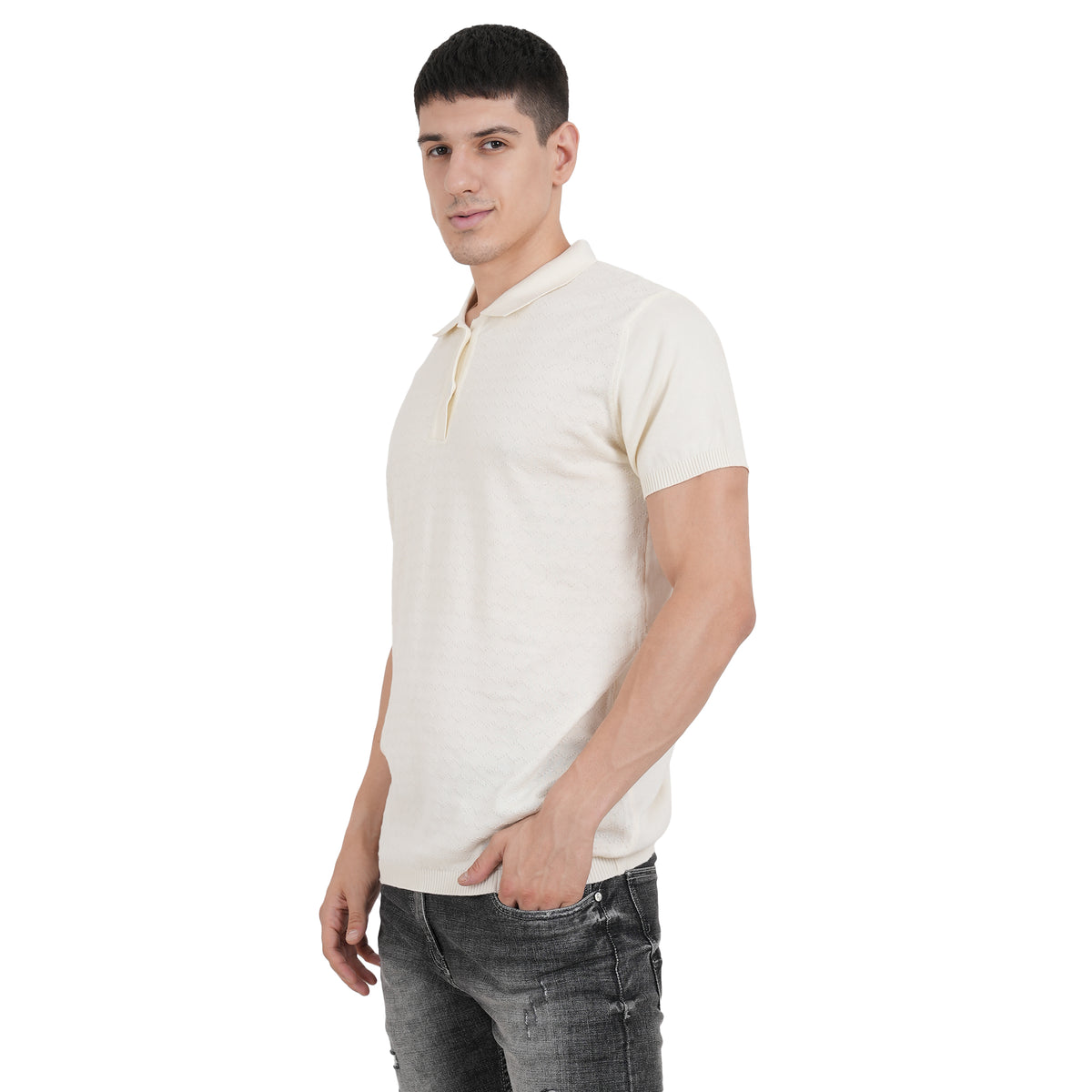 Men Button Polo Neck Pure Cotton