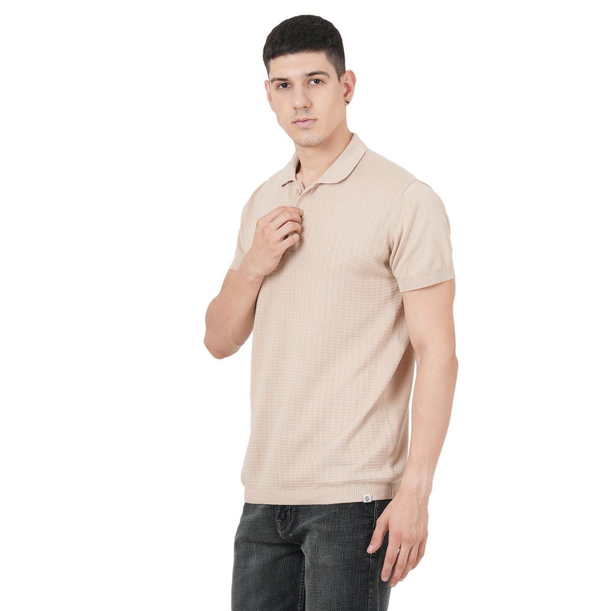 Men Button Polo Neck Pure Cotton