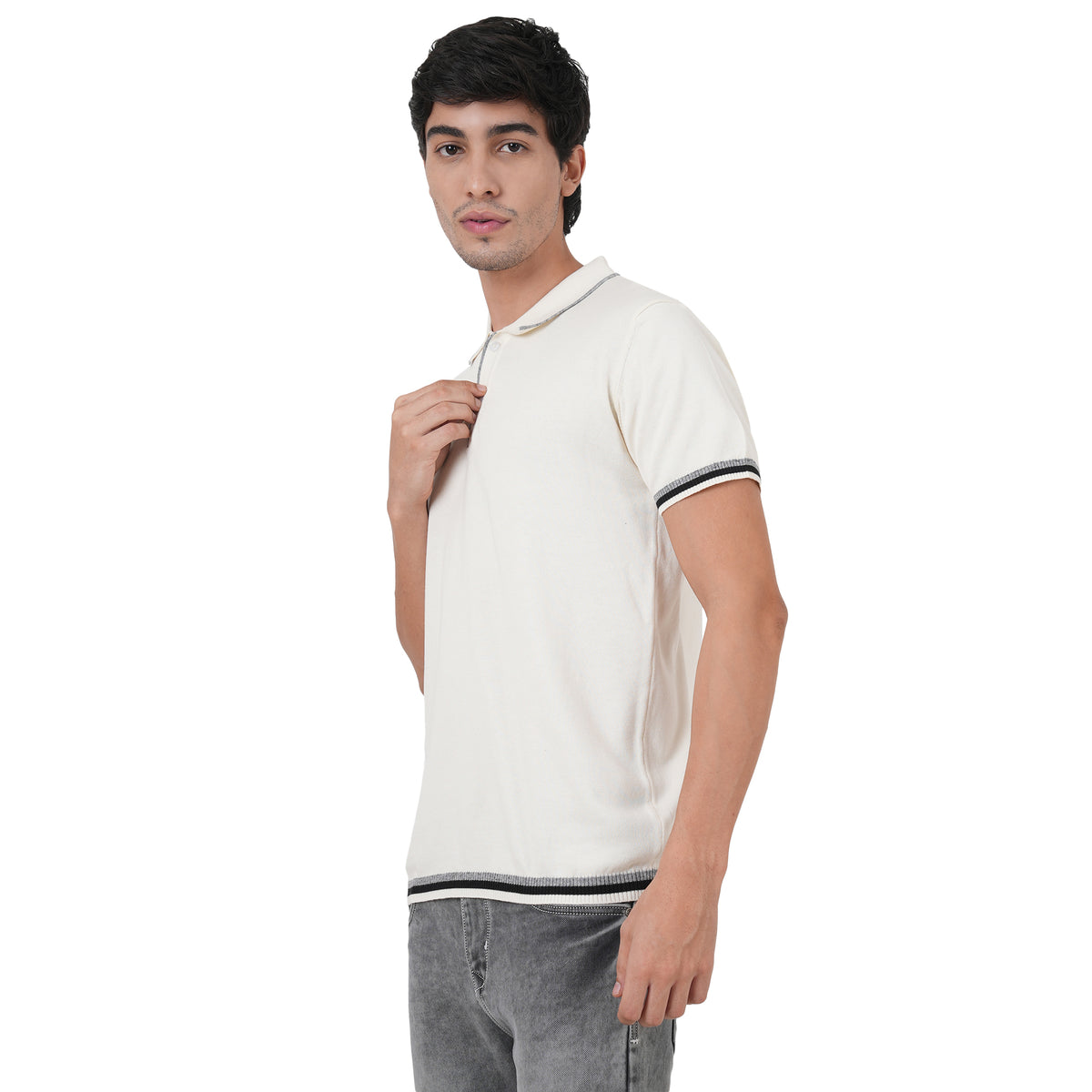 Men Button Polo Neck Pure Cotton