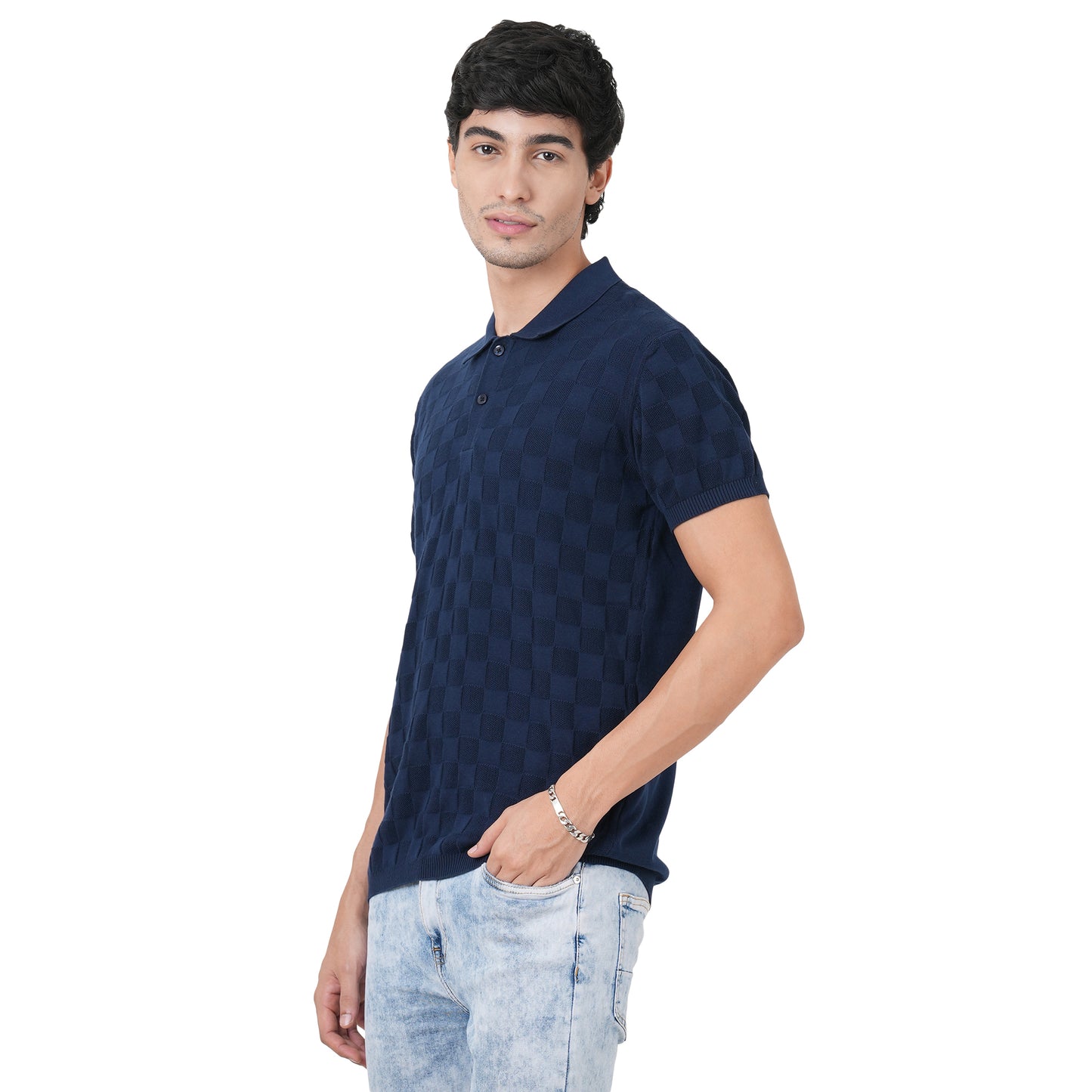 Men Button Polo Neck Pure Cotton