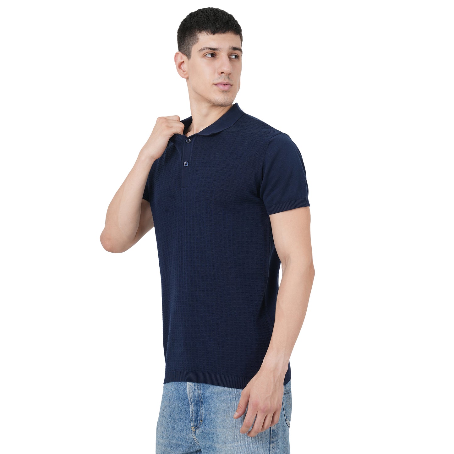 Men Button Polo Neck Pure Cotton